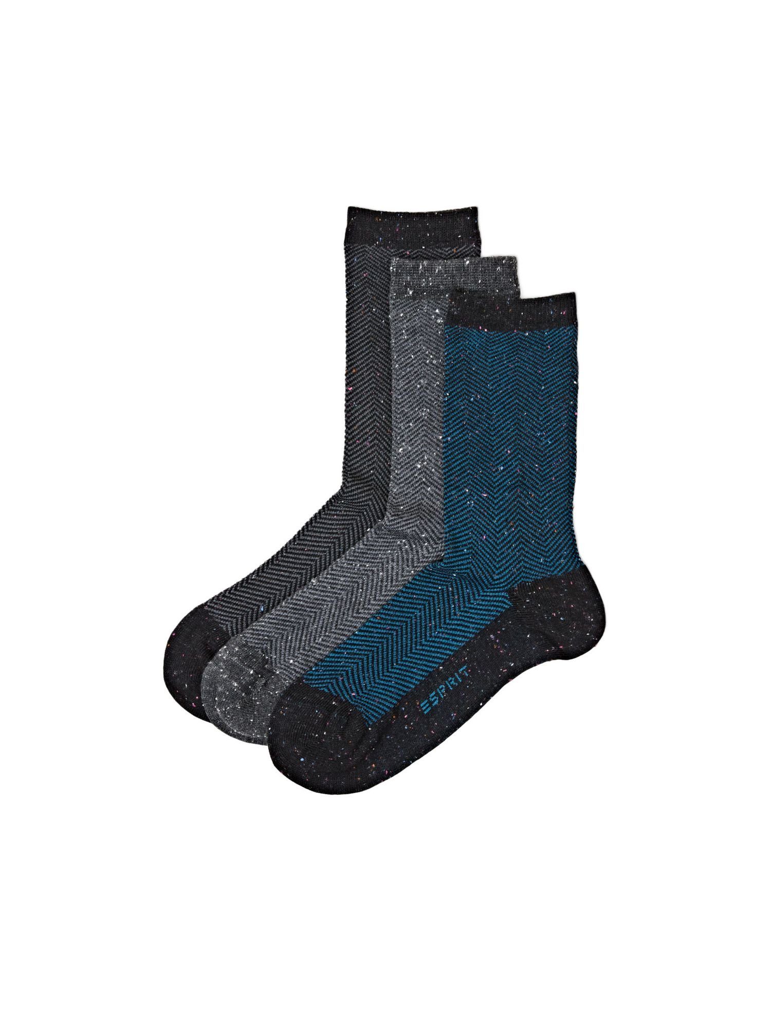 Esprit Socken 3er-Pack Socken mit Fischgratmuster DARK GREY/DARK BLUE | Lange Socken