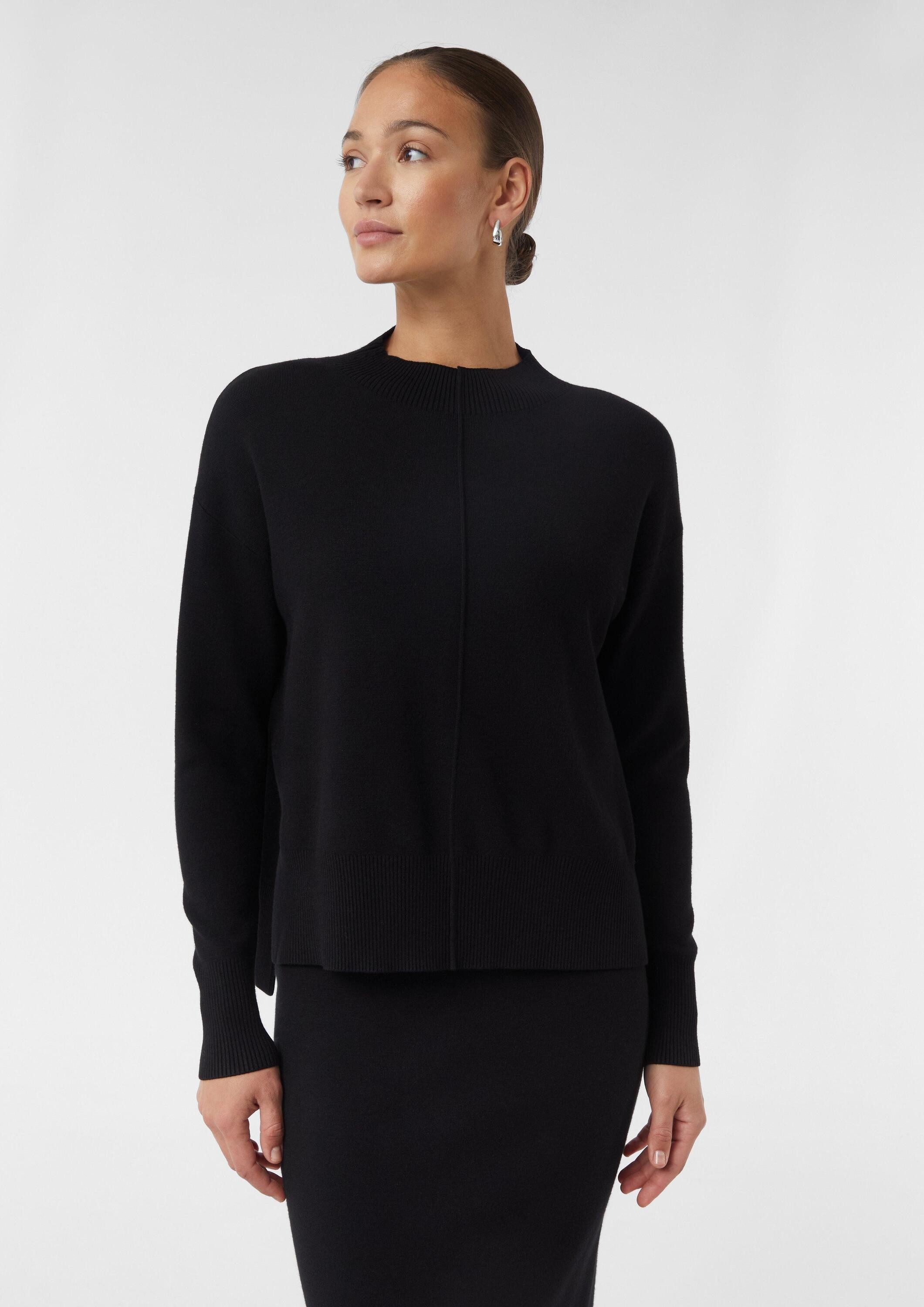 comma Longpullover Strickpullover Feinstrickpullover aus Viskosemix mit Ziernaht