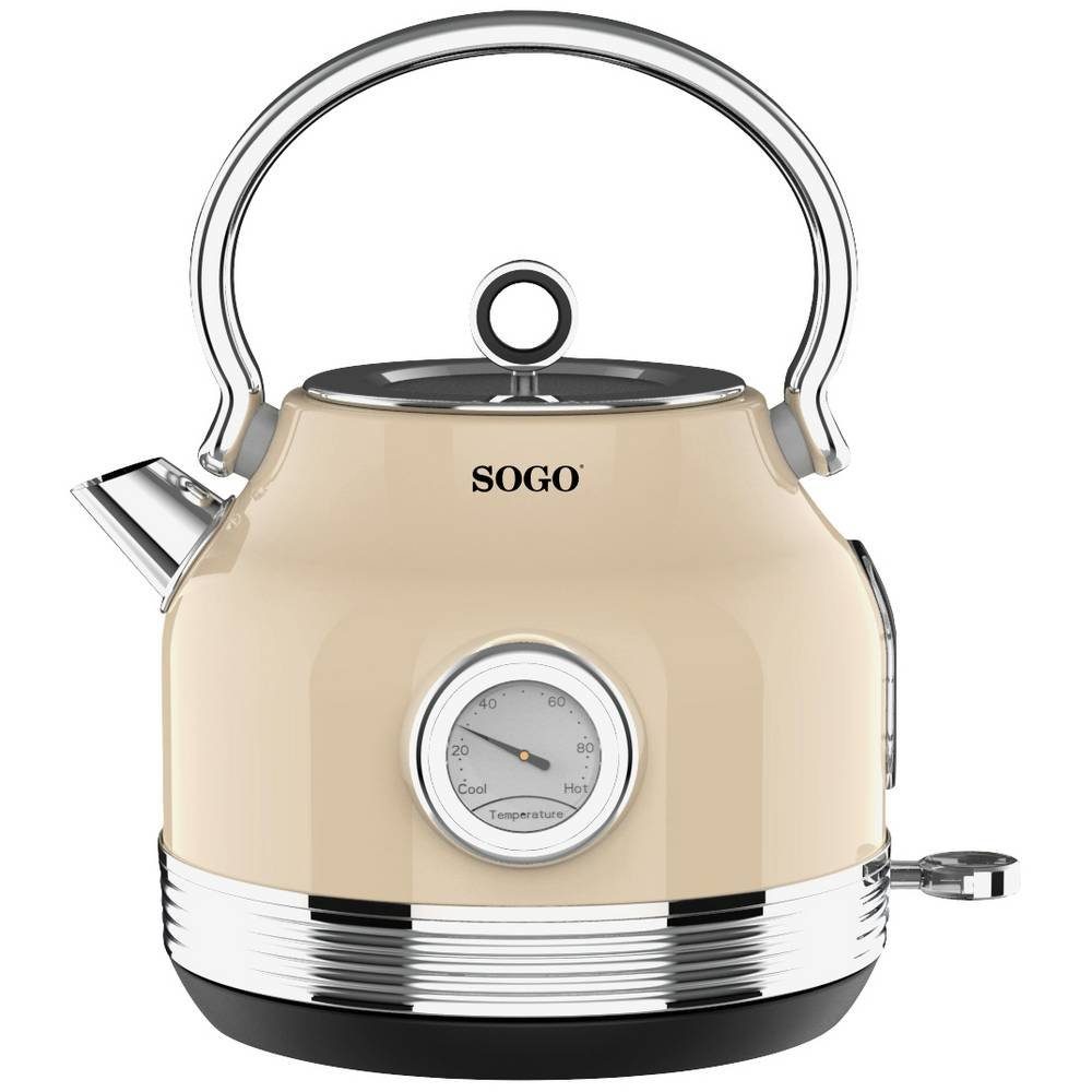 Sogo Wasserkocher Kabelloser Wasserkocher Retro Strix Control KET-SS-7765, schnurlos, Überhitzungsschutz, Cool-Touch-Gehäuse