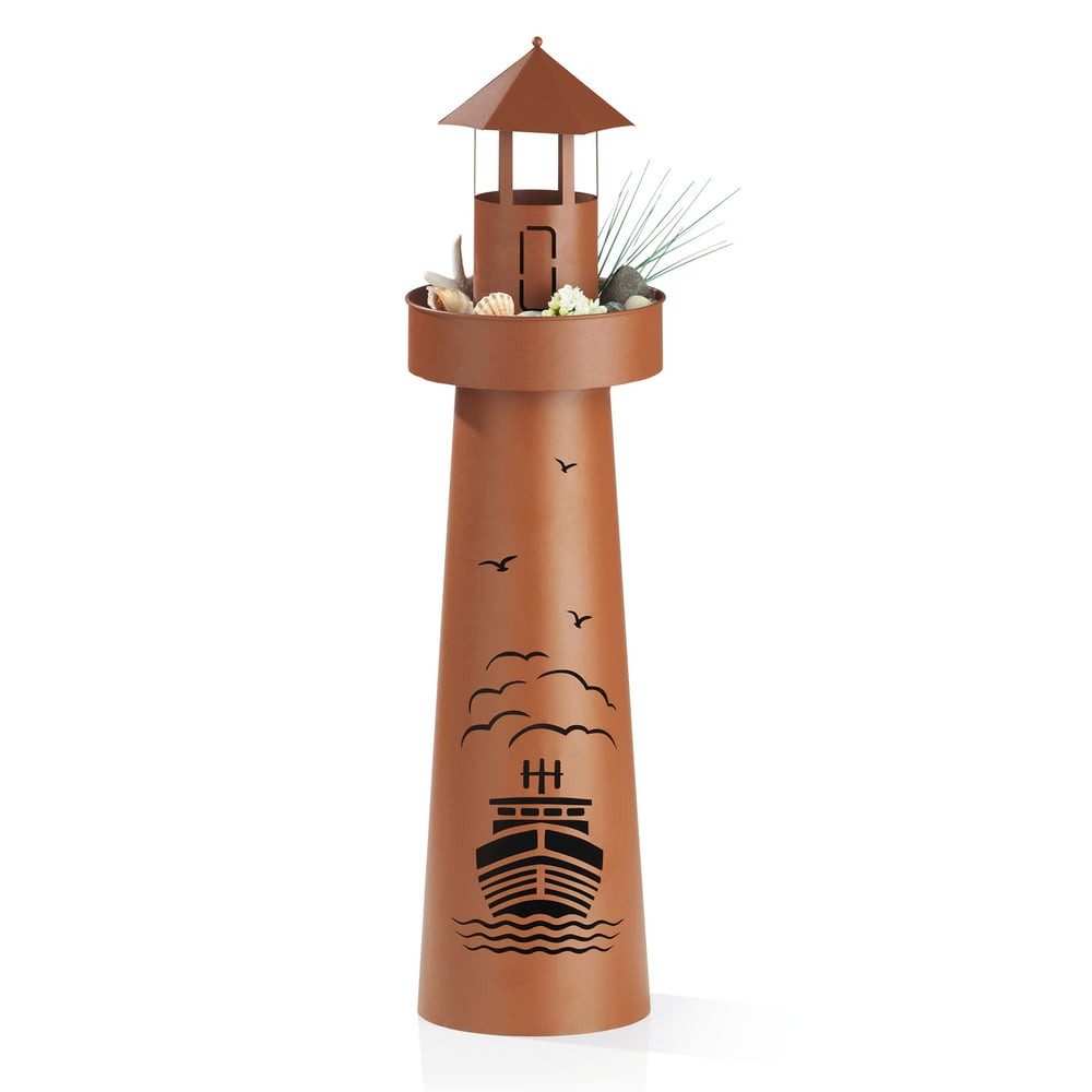GARVIDA Dekosäule LED Leuchtturm 70cm braun, günstig online kaufen