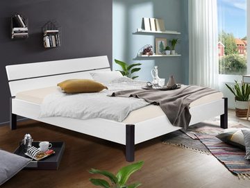 Moebel-Eins Massivholzbett, LUKY Bett Metallfuß, mit Kopfteil, Material Massivholz, Fichte massiv