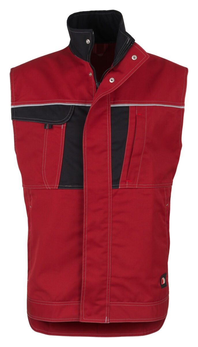 BEB Arbeitsweste beb HANDWERK Herren Weste INFLAME Polyestermix Rot/Schwarz