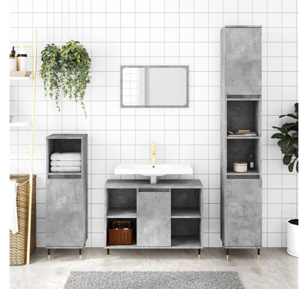 Thumbnail - vidaXL Waschtisch Badschrank Betongrau 80x33x60 cm Spanplatte