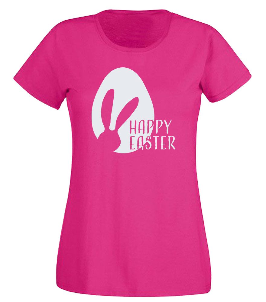 G-graphics T-Shirt Hase mit Osterei – Happy Easter Slim-fit- Damen T-Shirt mit Motiv als Frontprint