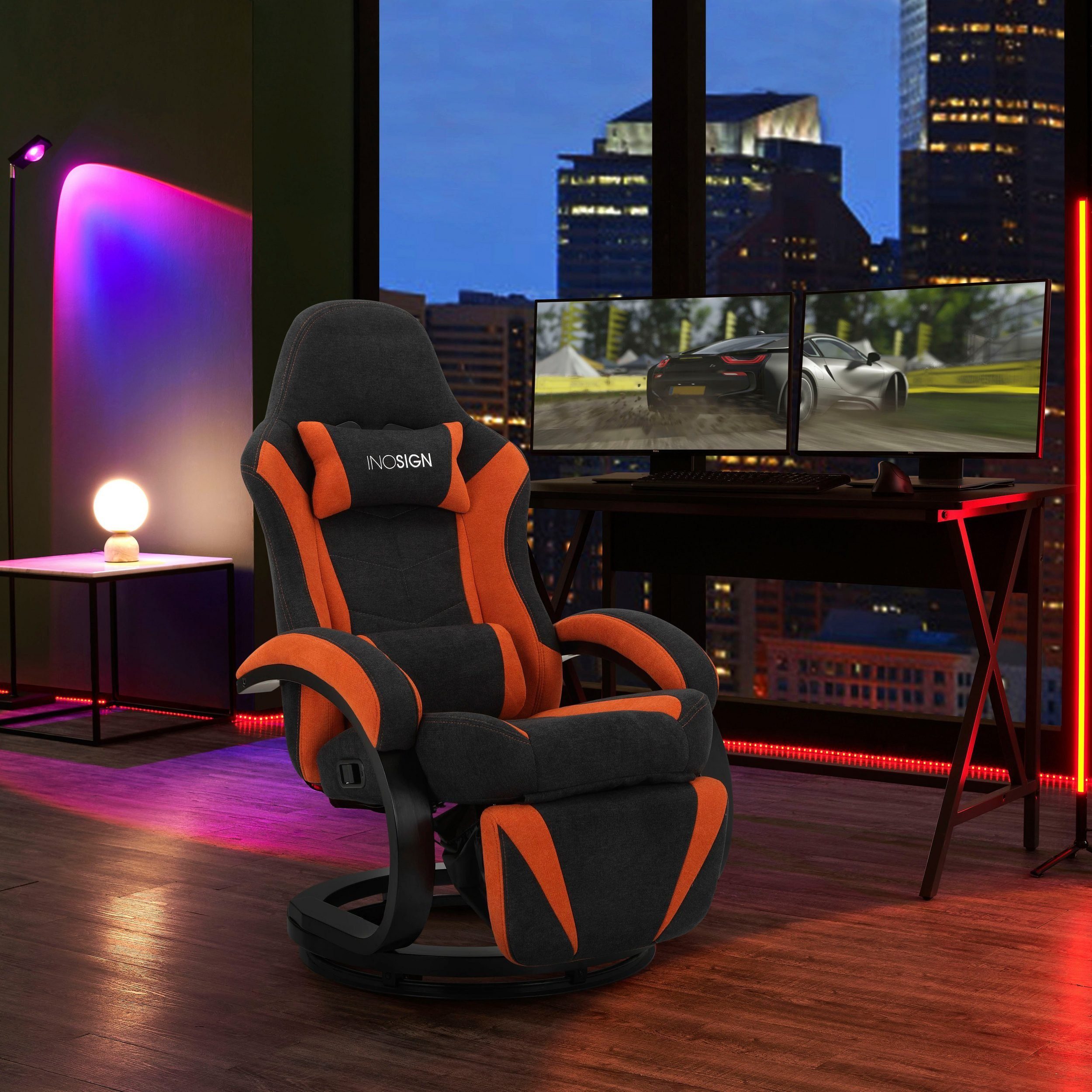 Drehfuß mit Relaxsessel, 45,5 und Sitzhöhe cm Andreas, loft24 Gaming-Stuhl Relaxfunktion,
