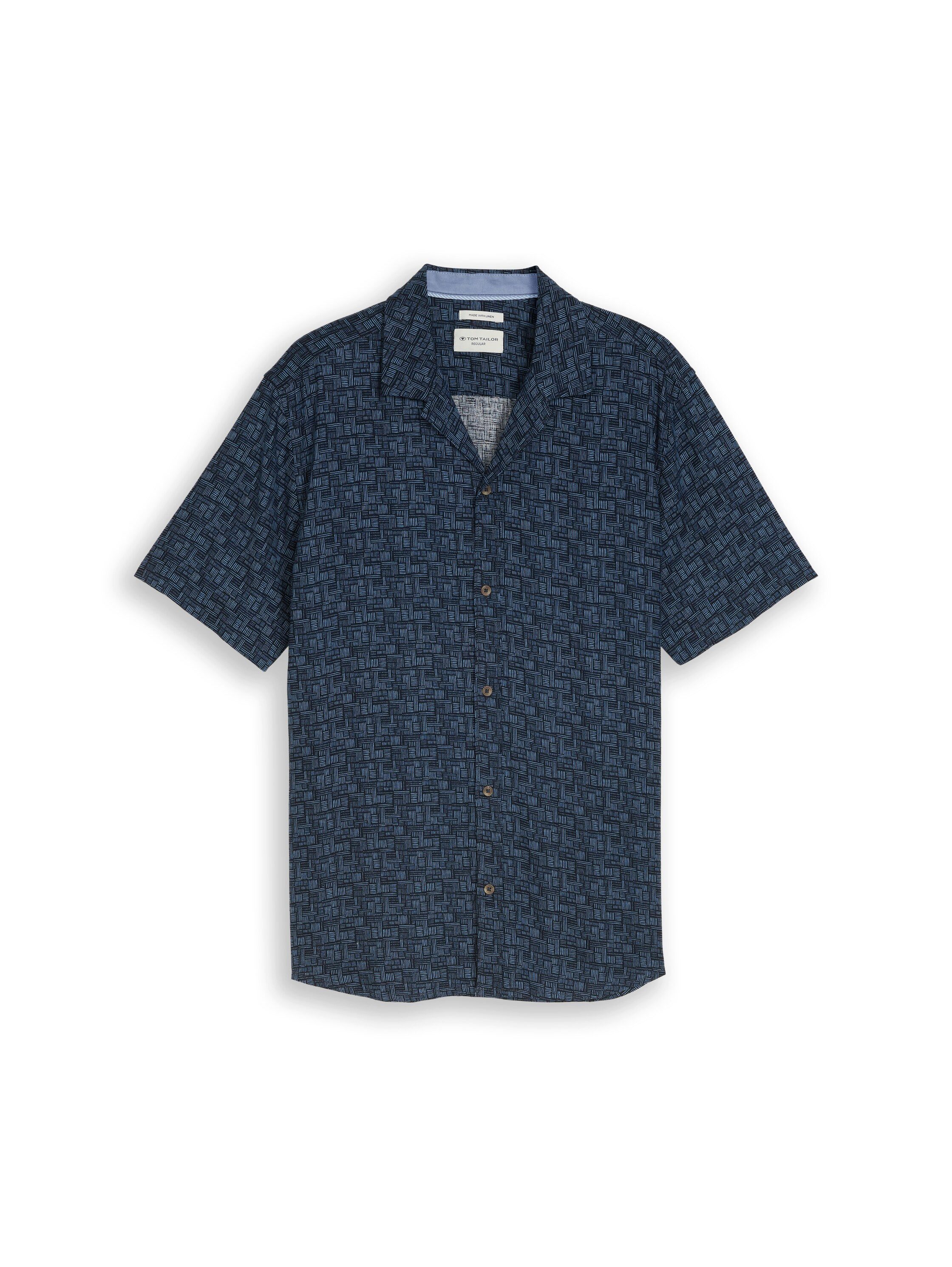 TOM TAILOR Kurzarmhemd Regular Fit Resort Hemd mit Leinenanteil