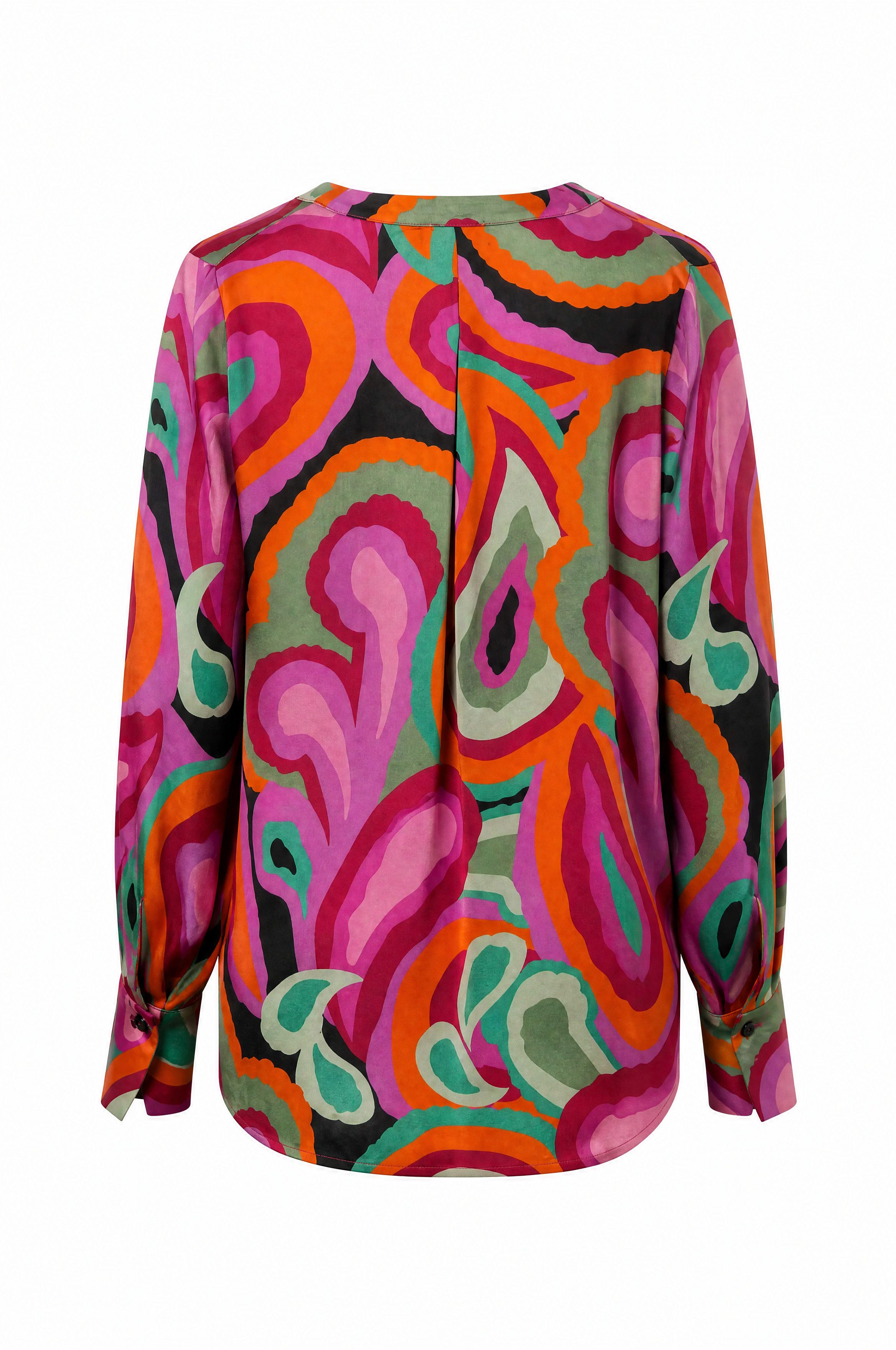 NADINE H Blusenshirt Frühlingsbluse aus Viskose mit buntem Print und V-Ausschnitt