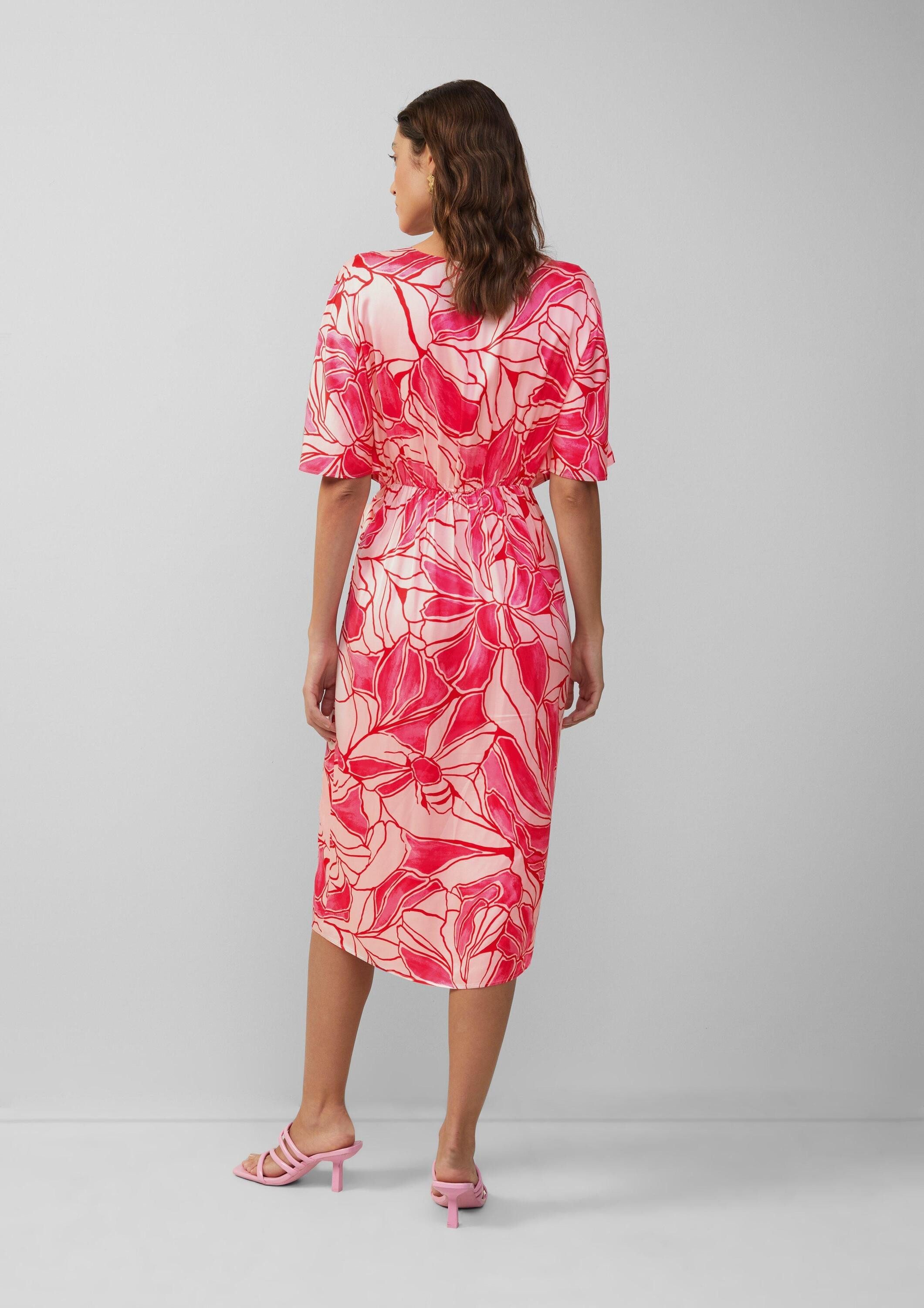 s.Oliver Midikleid Kleid Satinkleid in Wickeloptik mit V-Ausschnitt