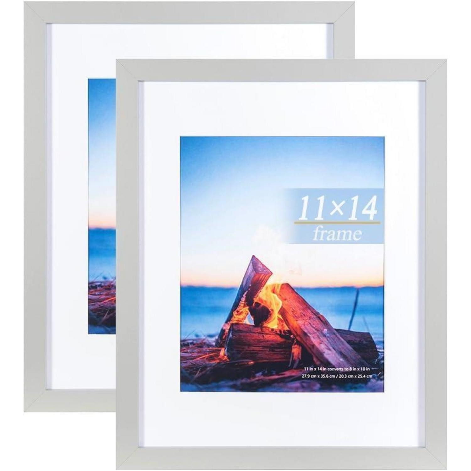 LuxusKollektion Bilderrahmen-Set Bilderrahmen Holz 35,6x27,9cm 2 Stück Tisch Wand grau 14x11-2P