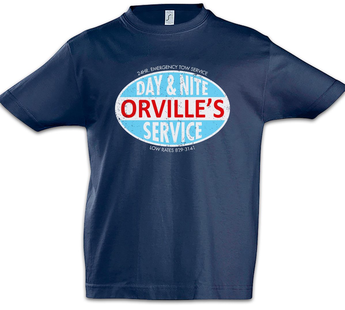 Print-Shirt Orville's Kinder T-Shirt Every Which Way But Loose Symbol Sign Company