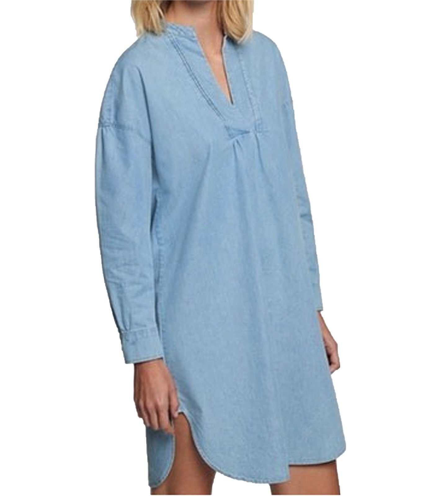 seidensticker Longbluse »seidensticker Long-Bluse bequemes Damen  Denim-Shirt mit V-Ausschnitt Blusen-Kleid Blau« online kaufen | OTTO
