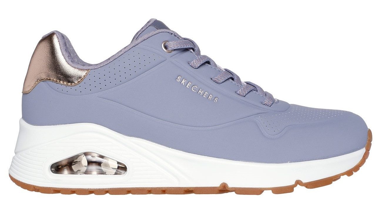 Skechers UNO SHIMMER AWAY Slip-On Sneaker Slipper, Freizeitschuh, Plateausneaker mit modischem Keilabsatz