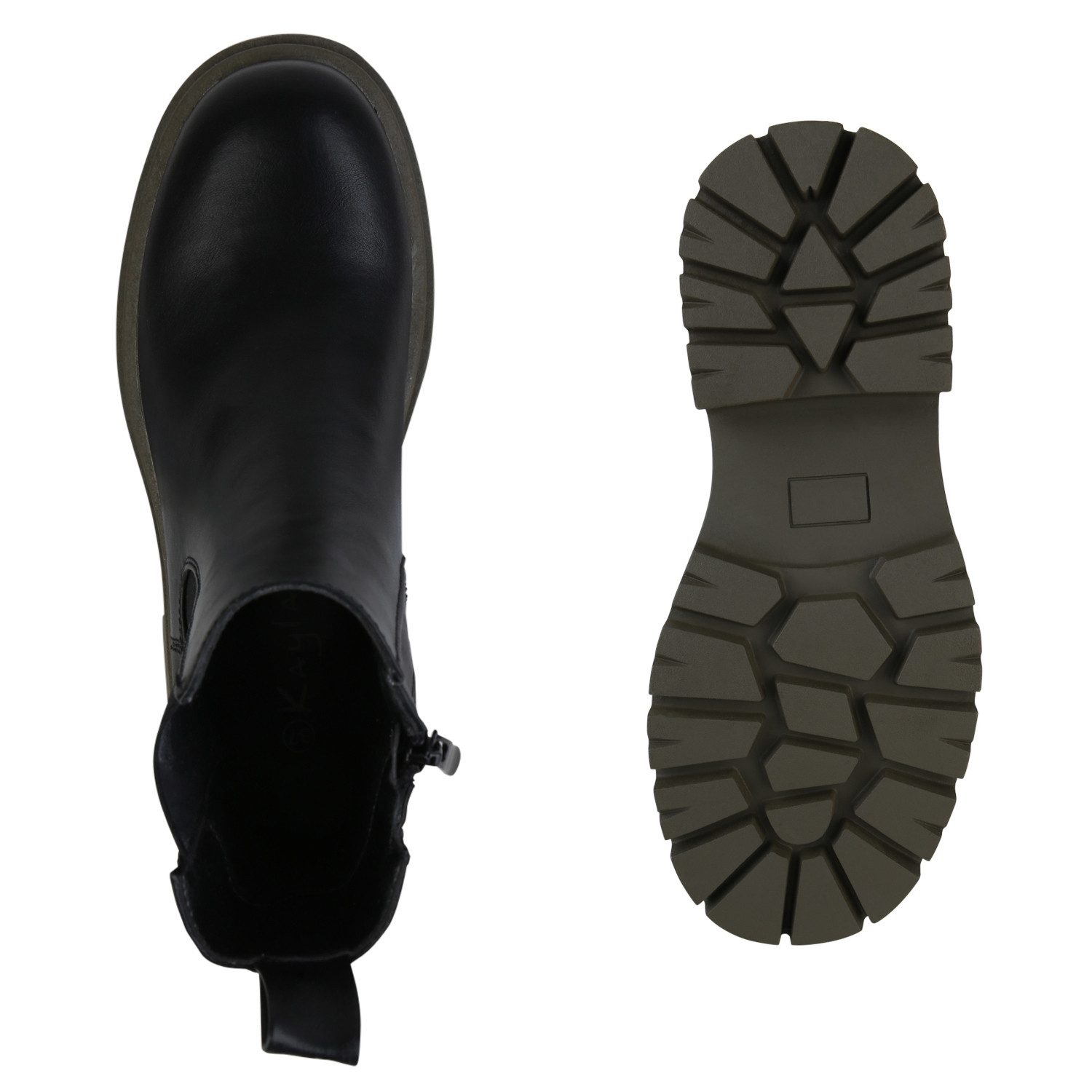 VAN HILL 840280 Plateaustiefelette Damen Plateau Boots Stiefeletten Profil-Sohle