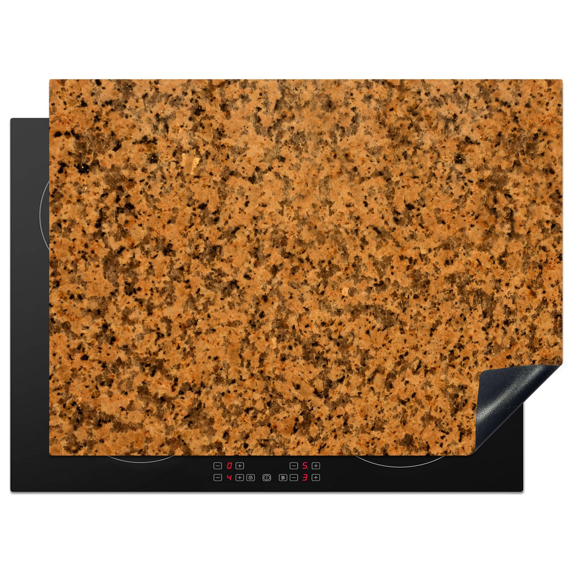 cm, Stein Vinyl, - tlg), Orange, (1 70x52 Arbeitsfläche Ceranfeldabdeckung MuchoWow - Herdblende-/Abdeckplatte Mobile Granit nutzbar,