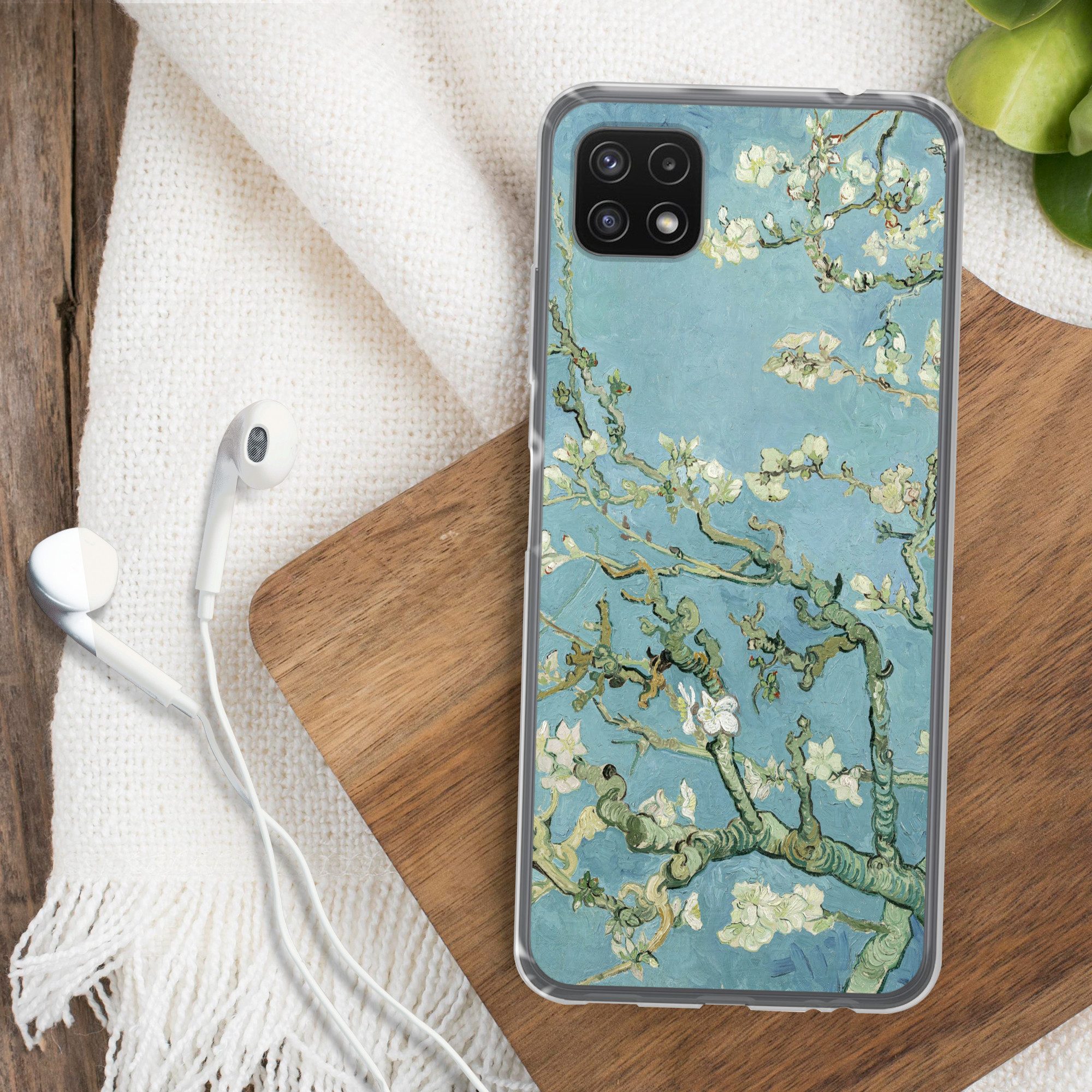 MuchoWow Handyhülle für Samsung Galaxy A22 5G Mandelblüte - Van Gogh - Kunst, Smartphone-Bumper, Print, Handy Schutzhülle Dünn