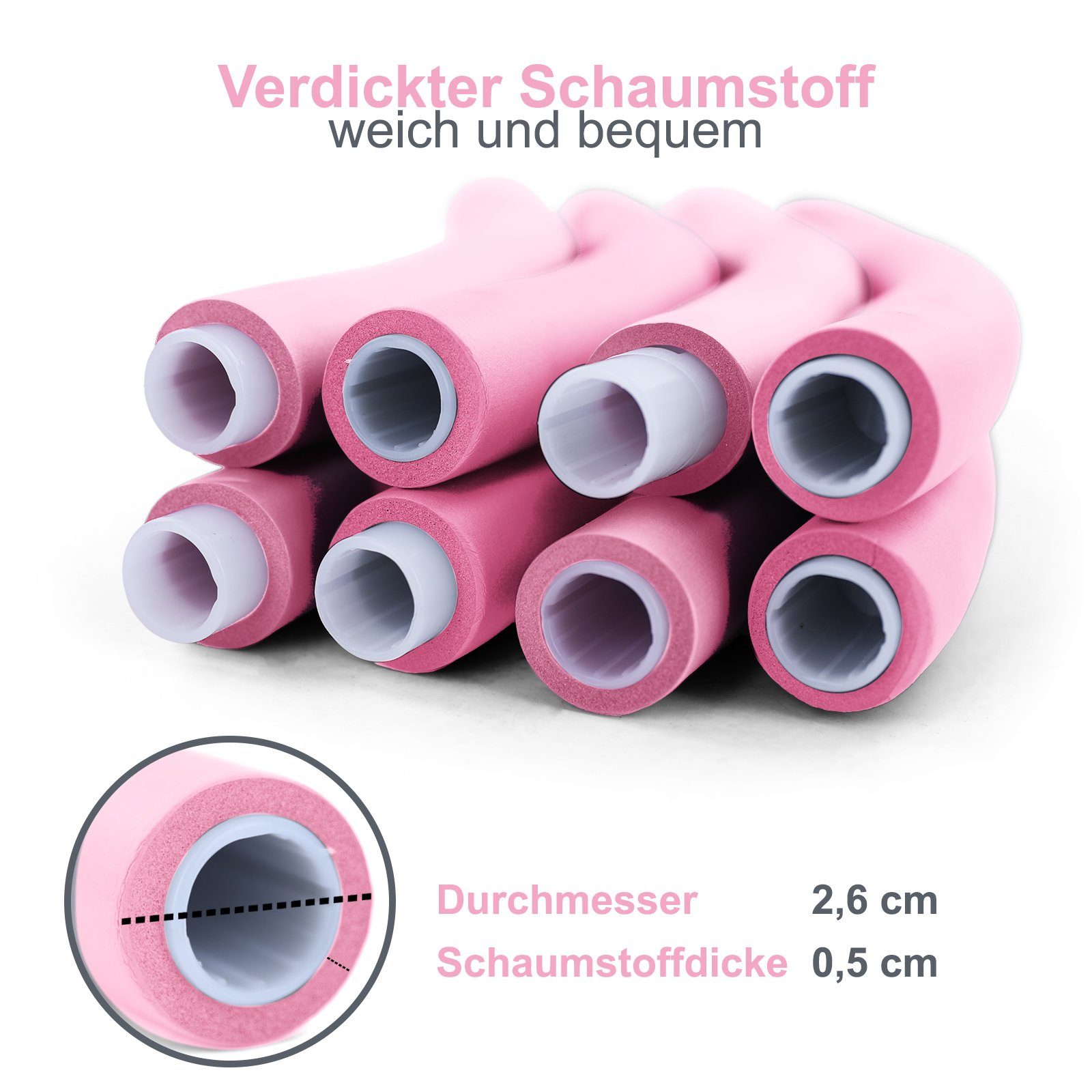 Durchmesser RAMROXX Fitness gepolstert Pink einstellbar Hula-Hoop-Reifen Hula Teile 8 Reifen Hoop