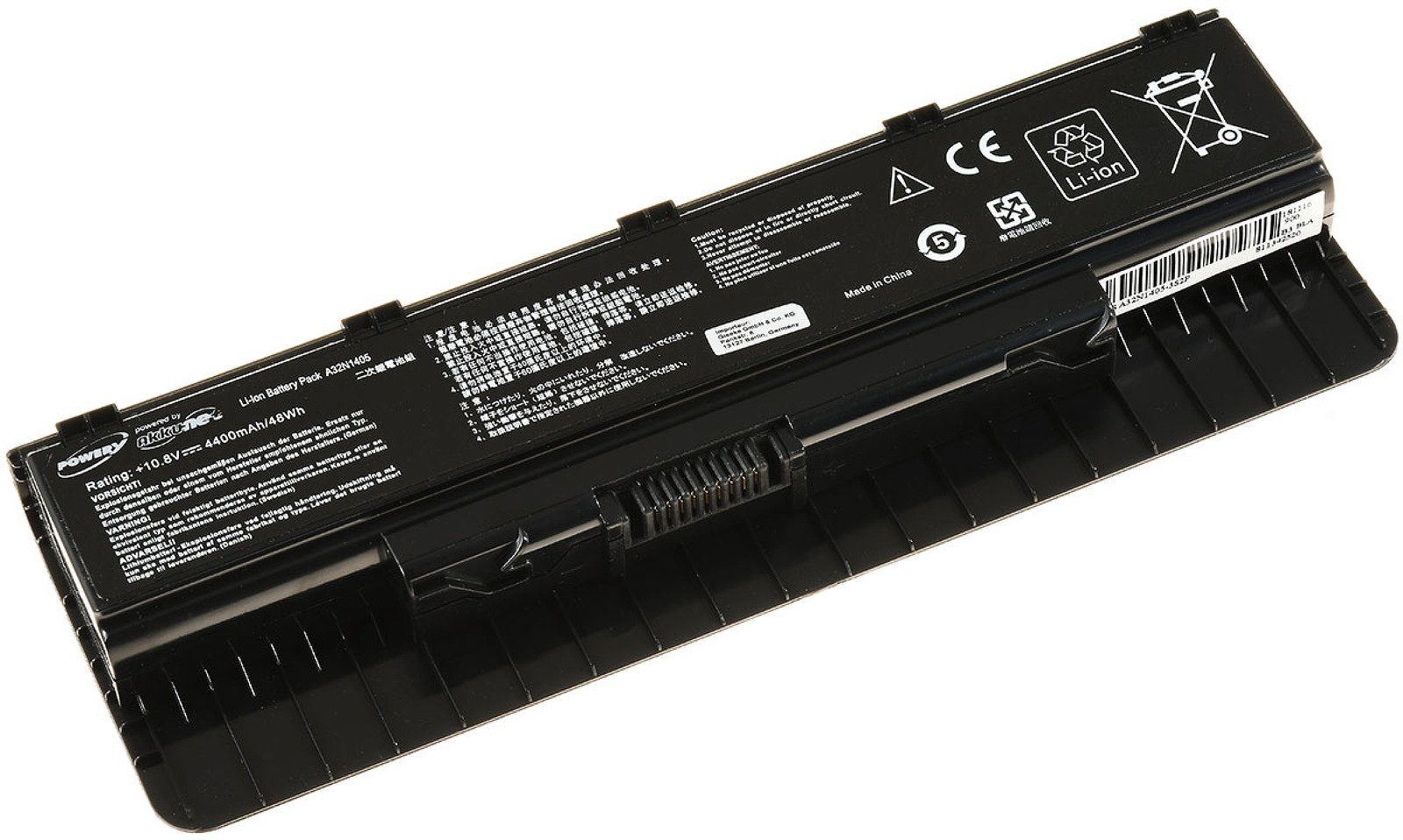 Powery Standardakku für Asus N751J Laptop-Akku 4400 mAh (10.8 V)
