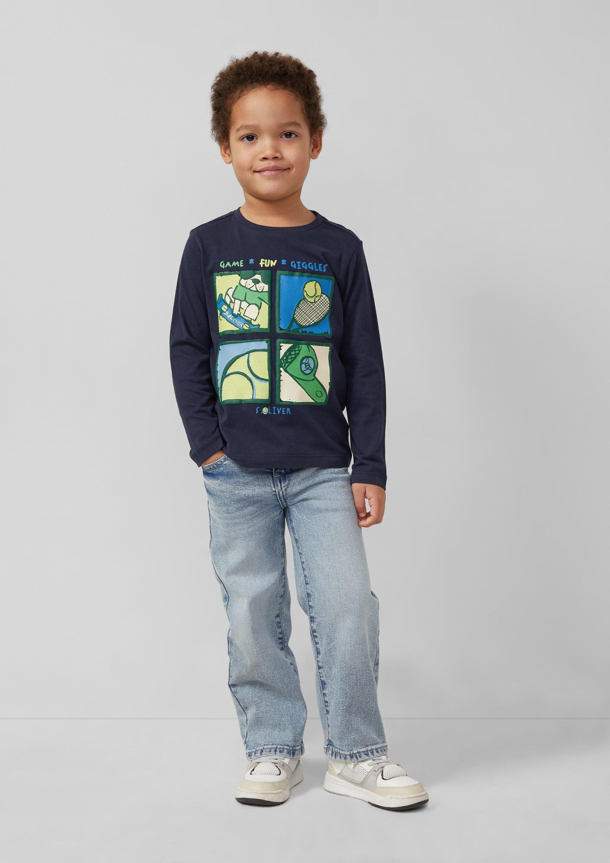 s.Oliver Langarmshirt T-Shirt Langarmshirt mit Frontprint – Bild 3 von 4