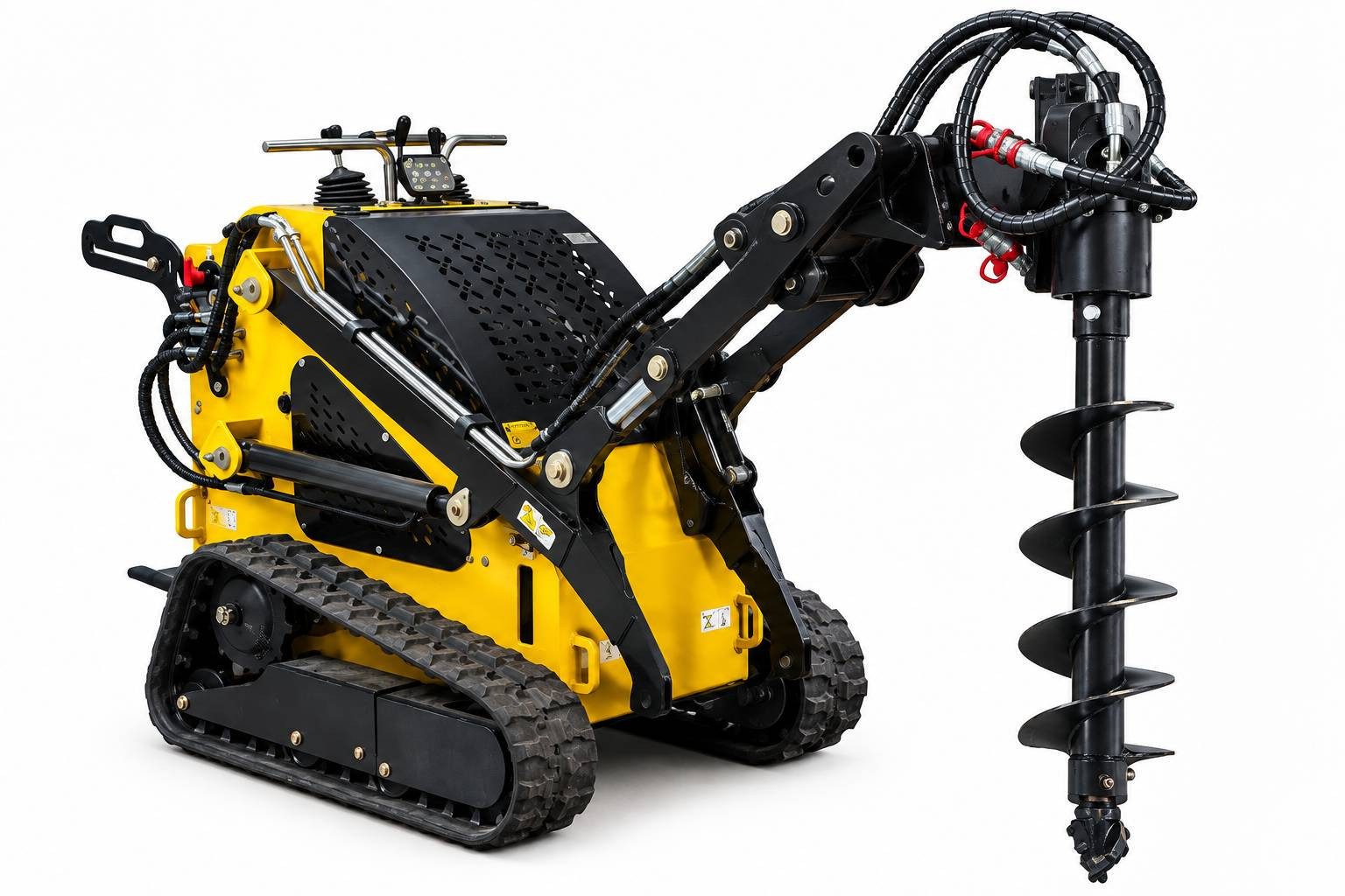Teico Minibagger T360 Mini-Raupenlader mit Erdbohrer kompakt, leistungsstark, wendig, mit Erdbohrer