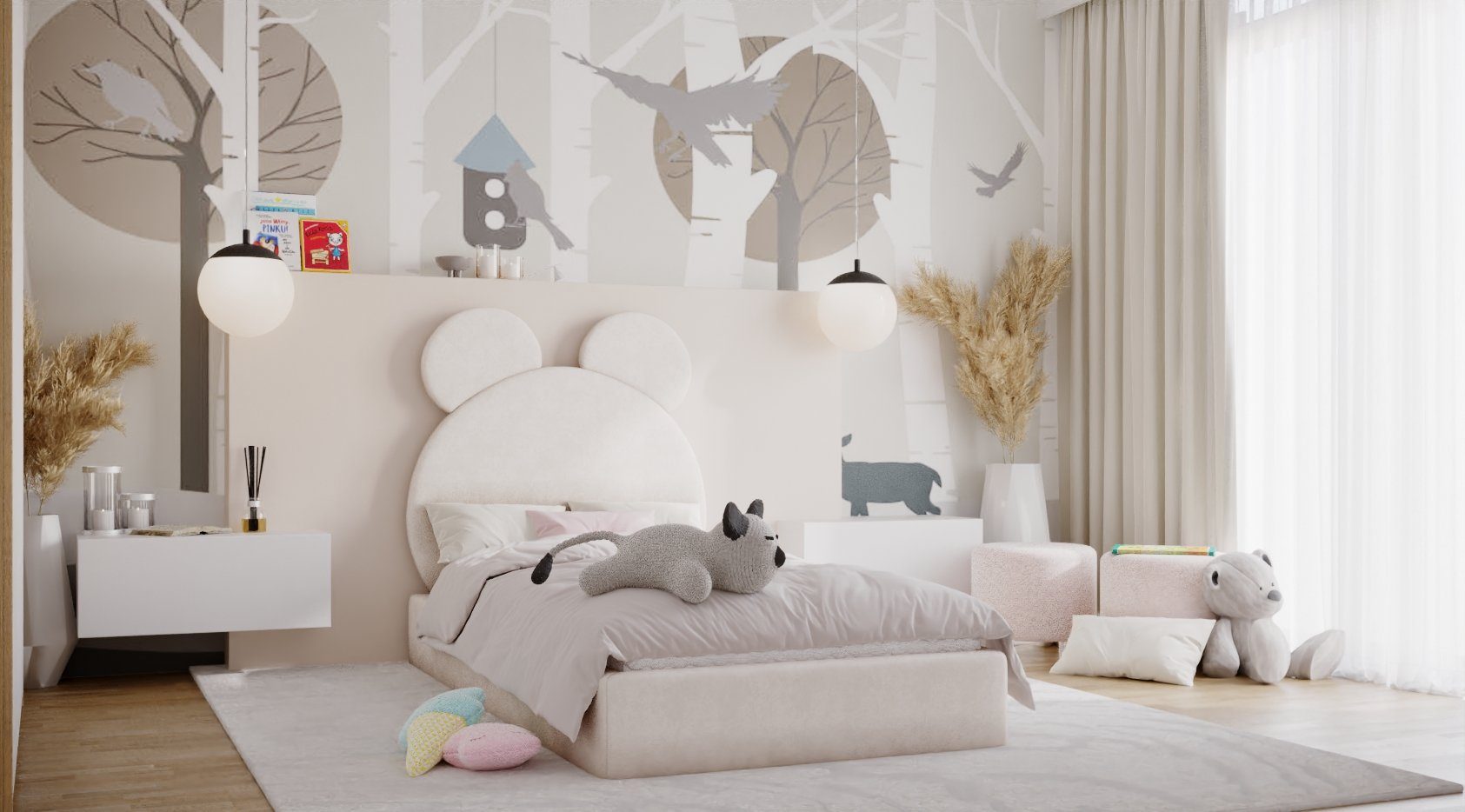 Fun Möbel Kinderbett Polsterbett (mit Bukla in Matratze), Bärchenform BÄRCHEN ohne in Ascot Bett Comfort-Plus Stoff Kopfteil Weiß oder