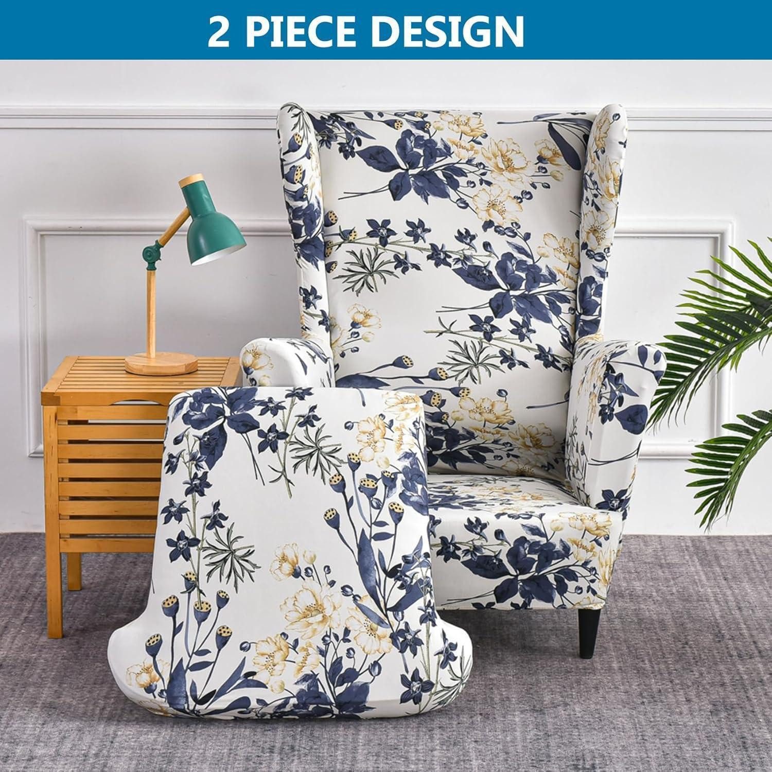 LuxusKollektion Sesselhusse Ohrensesselüberzug 2teilig Armlehnen Sofabezug Sea Of Flowers – Bild 3 von 5