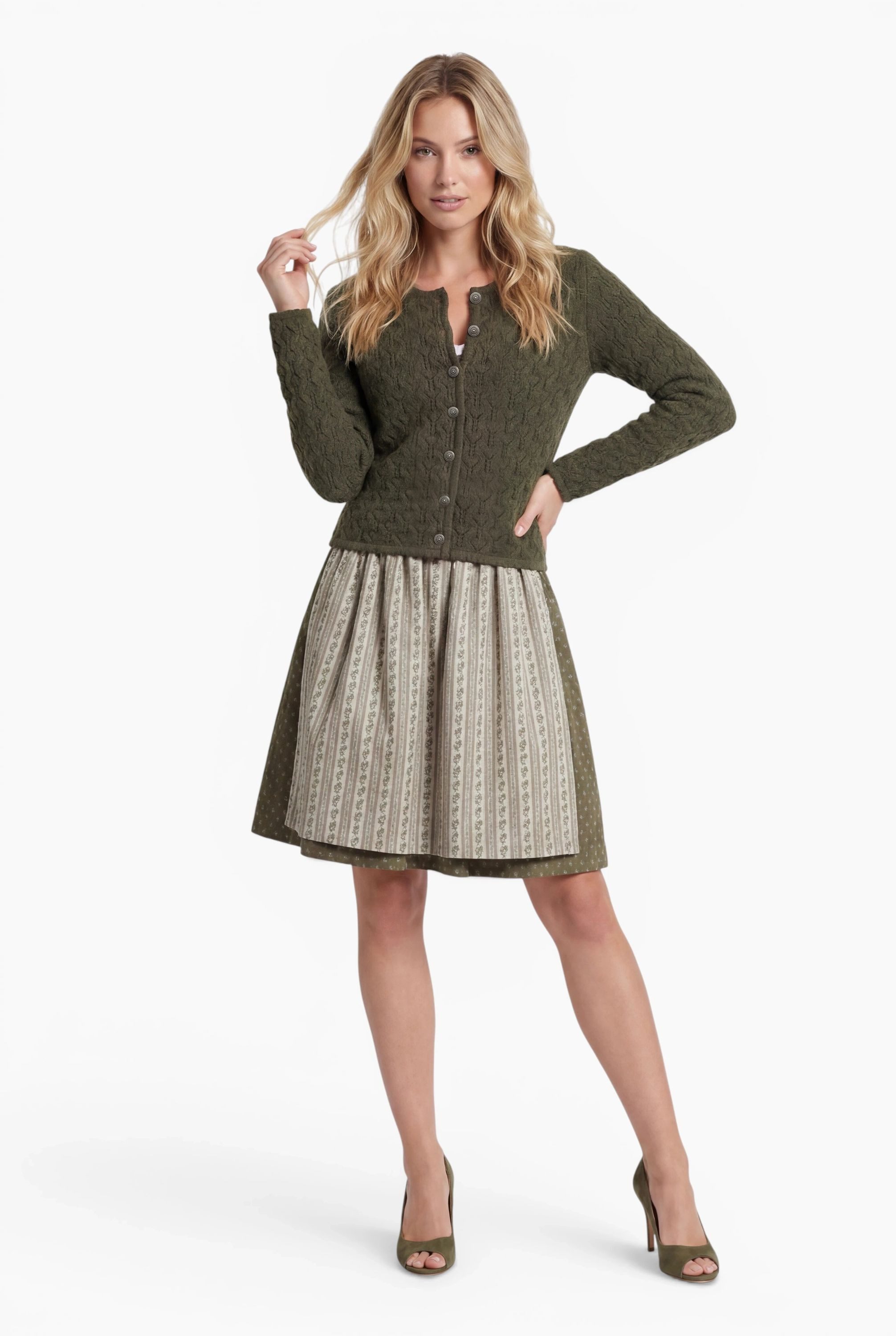 Nübler Trachtenstrickjacke Cape Damen Luise in Oliv