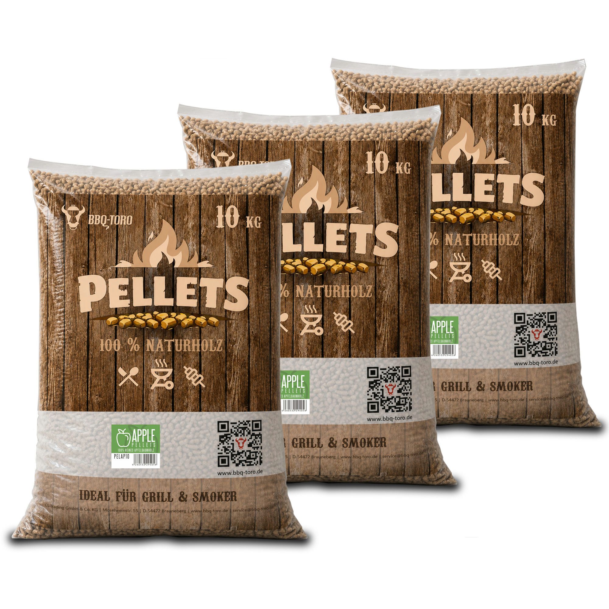 BBQ-Toro Holzpellets Apple Pellets aus 100% Apfelbaumholz, 30 kg, Räucherpellets, 30.00 kg