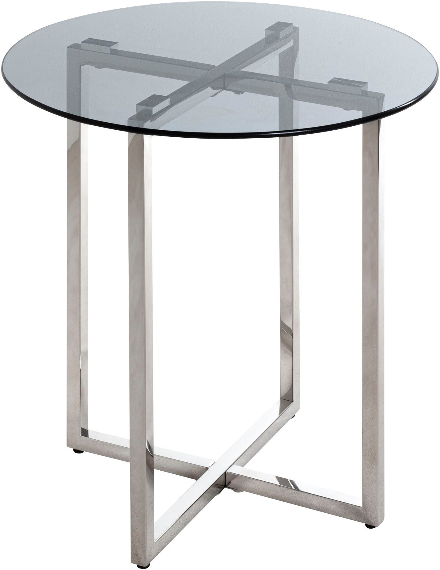 HAKU Beistelltisch Sofatisch, Wohnzimmertisch (1-St), rund - aus Metall Silber - Ø/H 50/55 cm