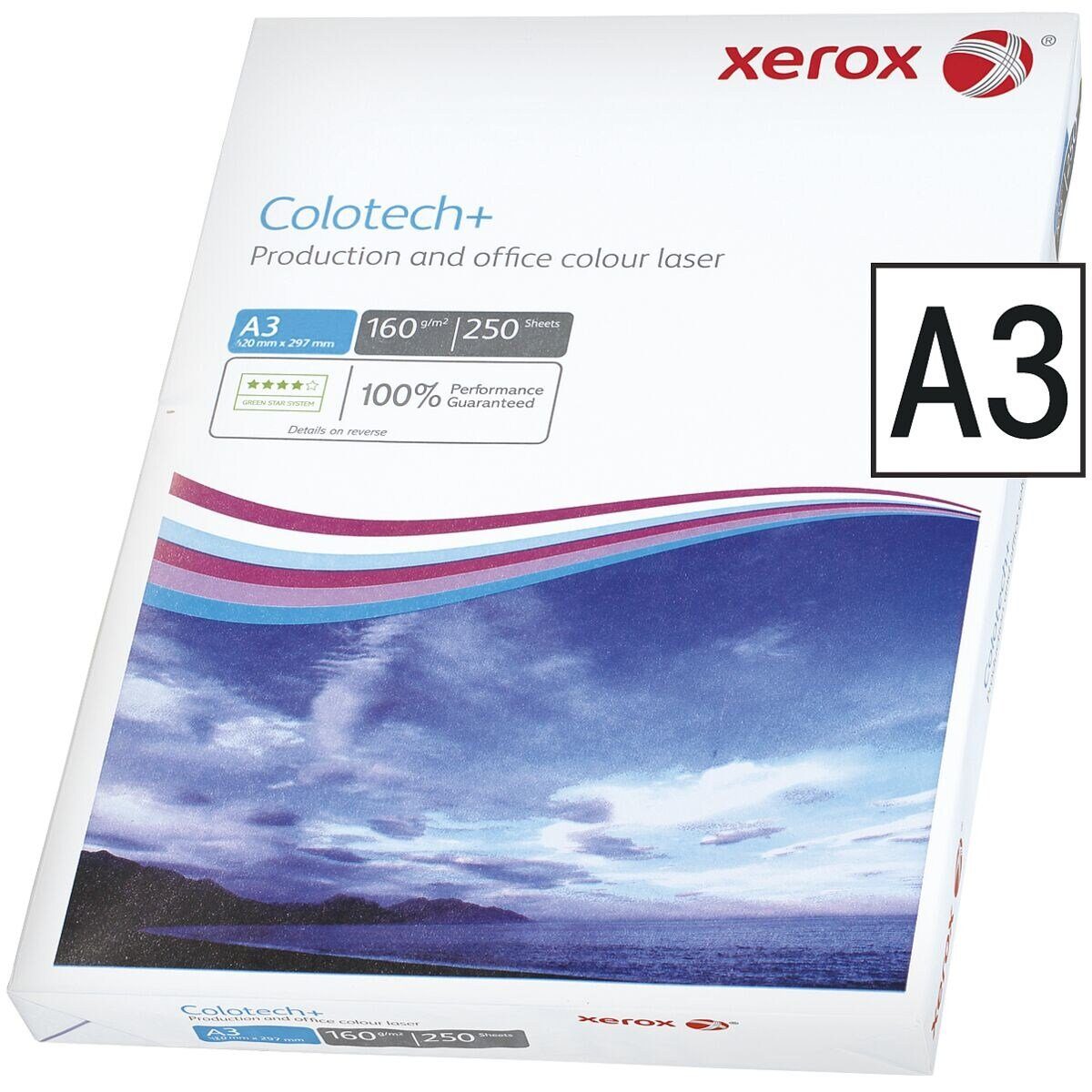 Xerox Blatt A3, Colotech+, Farblaser-Druckerpapier 250 g/m², DIN 160 Format