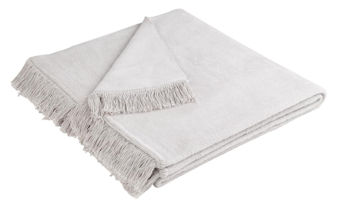 Wolldecke Biederlack Tagesdecke Kuscheldecke 50 x 200 cm Cover Cotton silber