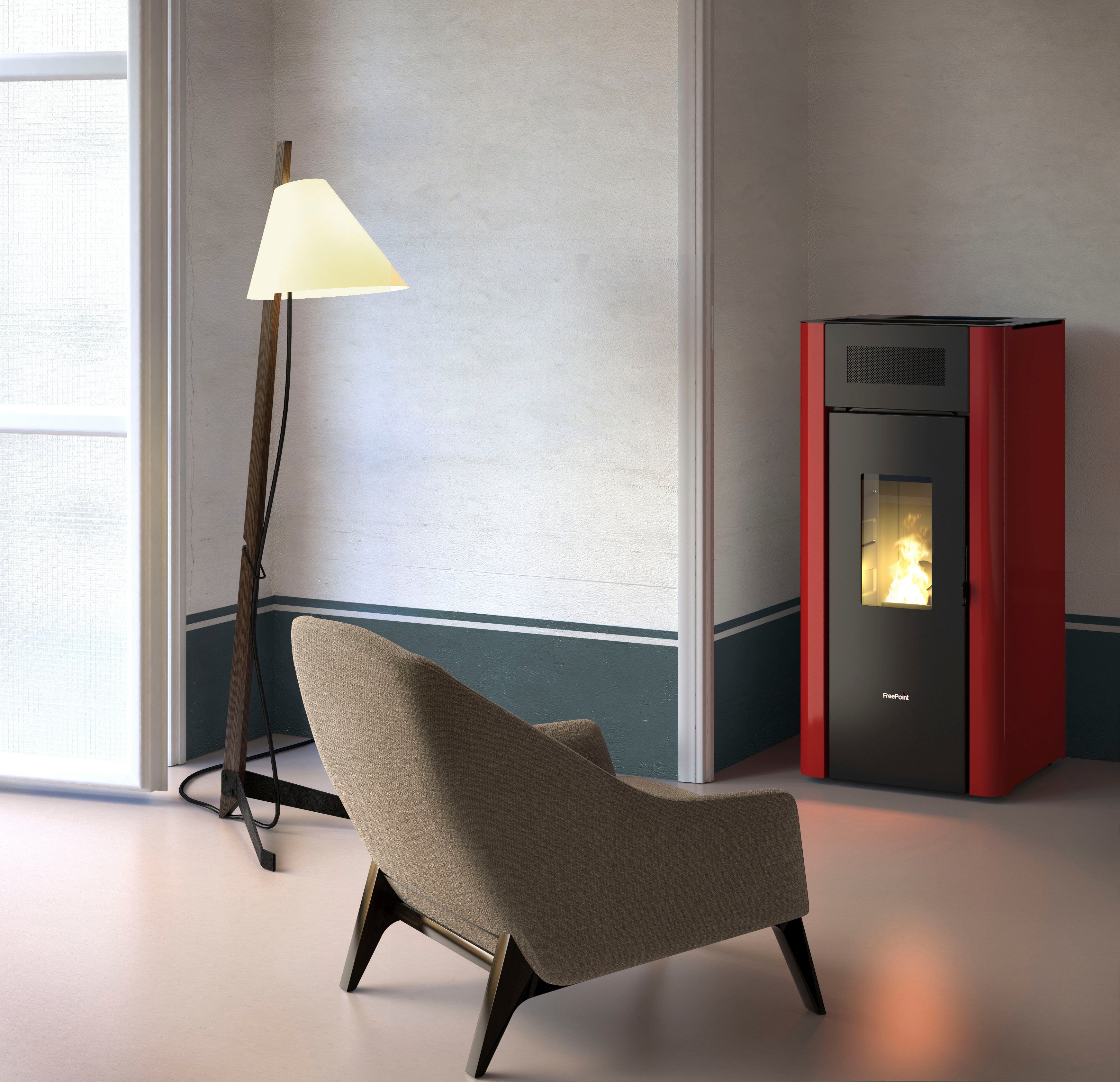 Freepoint Pelletofen Amaranto 9, 9,5 kW, Zeitbrand