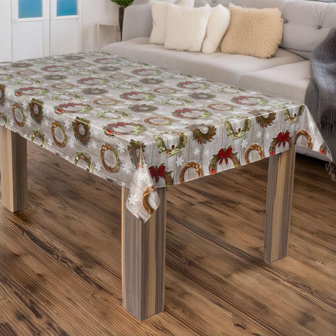 laro Tischdecke laro Wachstuch-Tischdecke Wachstischdecke Weihnachten Kranz günstig online kaufen