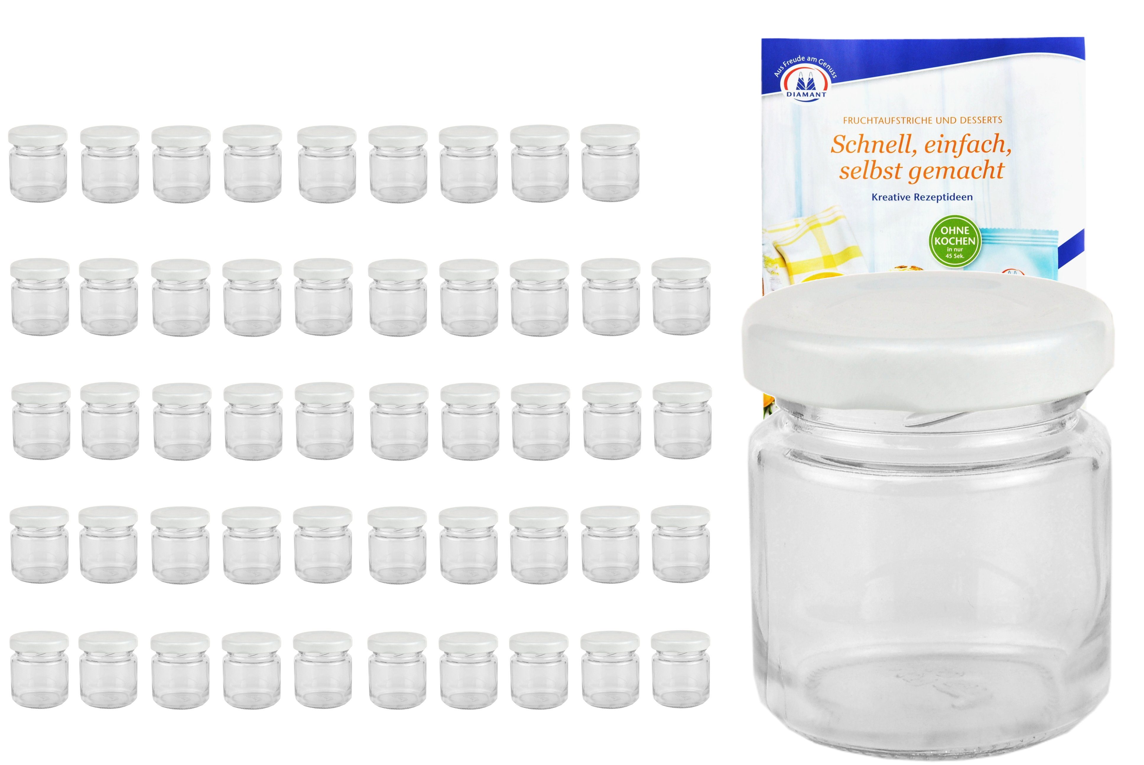 MamboCat Einmachglas 50er Set Glas 43 53 To Sturzglas incl. ml Diamant Rezeptheft, weißer Deckel