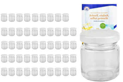 MamboCat Einmachglas 50er Set Sturzglas 53 ml To 43 weißer Deckel incl. Diamant Rezeptheft, Glas
