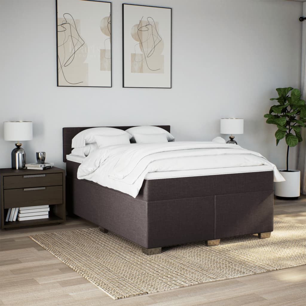 vidaXL Bett Boxspringbett mit Matratze Dunkelbraun günstig online kaufen