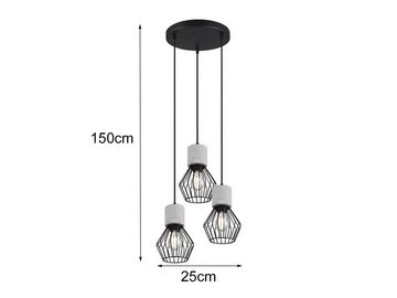 meineWunschleuchte LED Pendelleuchte, LED wechselbar, Warmweiß, Industrial Style über-n Esstisch Industriedesign dreiflammig, Ø25cm