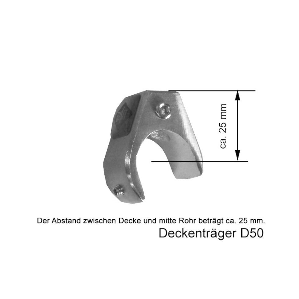 BASIT Gardinenstange Edelstahloptik 20mm mit Wandträgern 320 cm E80, Ø 20 mm, 1-läufig, verschraubt, Metall, D50R 320 cm E80 Zylinder mit Kristall