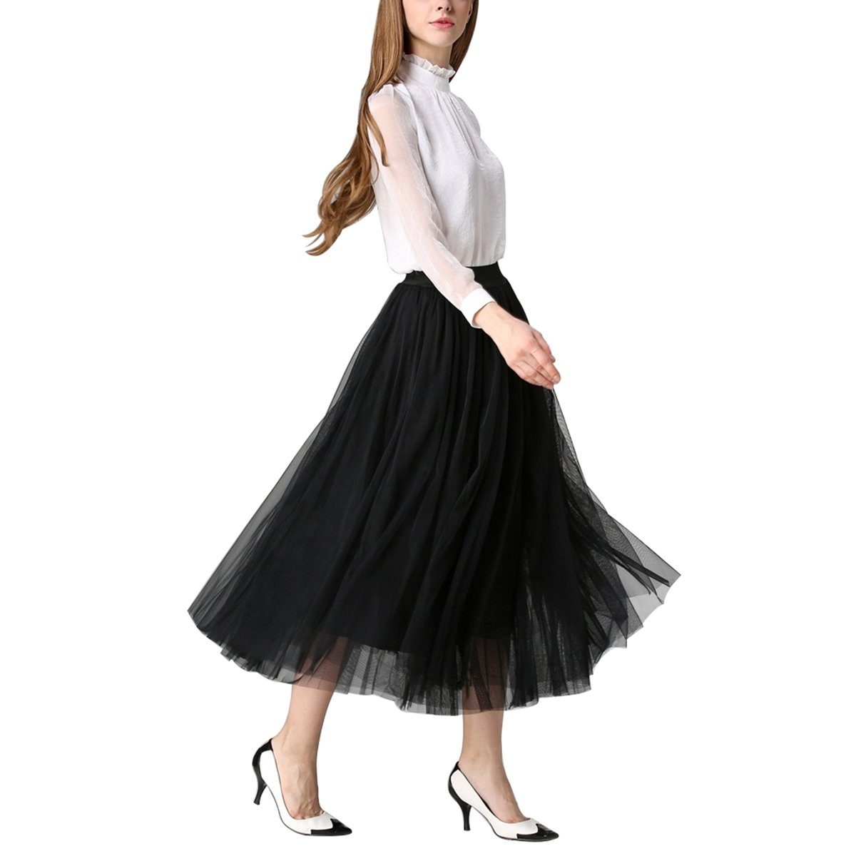 DEBAIJIA Meshrock Meshrock Damen Maxirock Sommer Elegant Lange Röcke Kleid günstig online kaufen