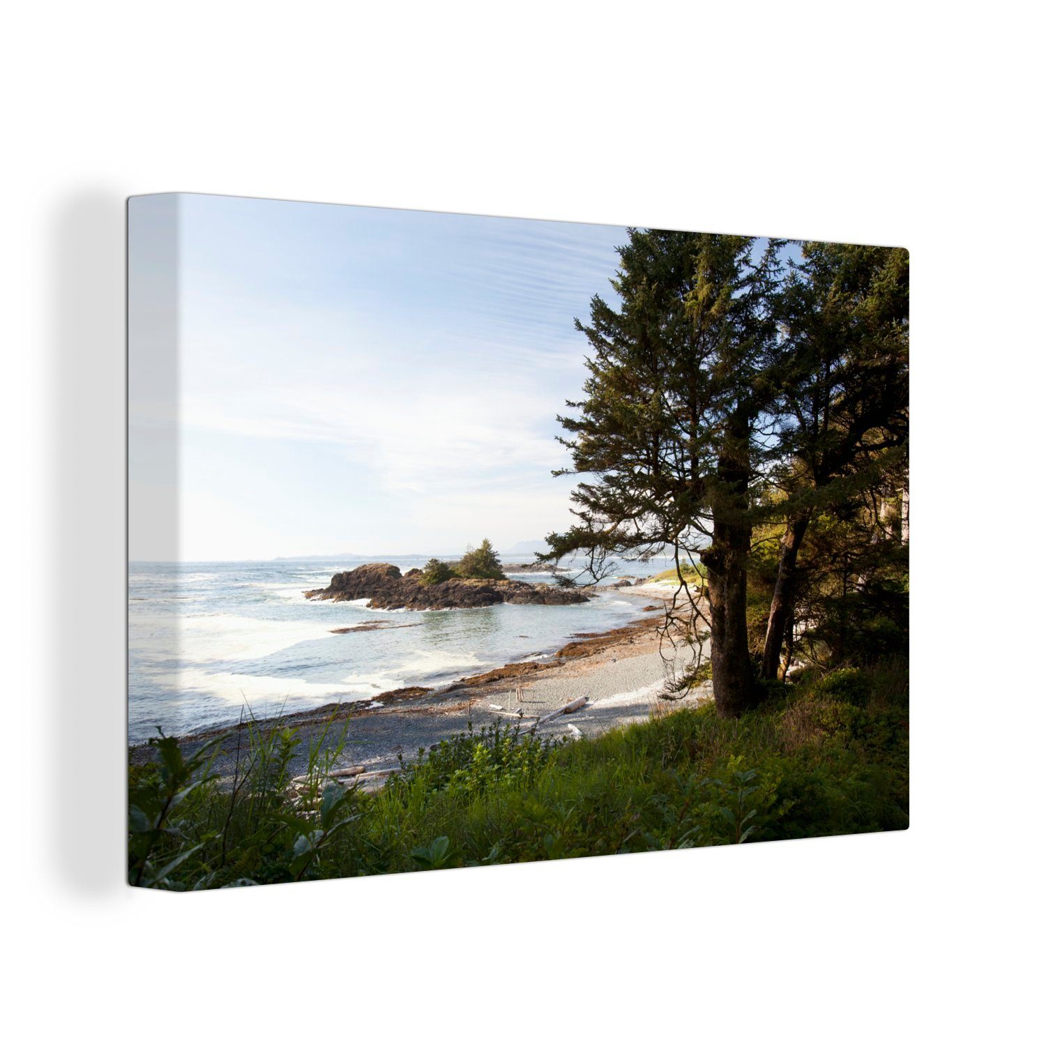 OneMillionCanvasses® Leinwandbild Der Strand und das Meer im Pacific Rim National Park in Kanada, (1 St), Wandbild Leinwandbilder, Aufhängefertig, Wanddeko, 30x20 cm