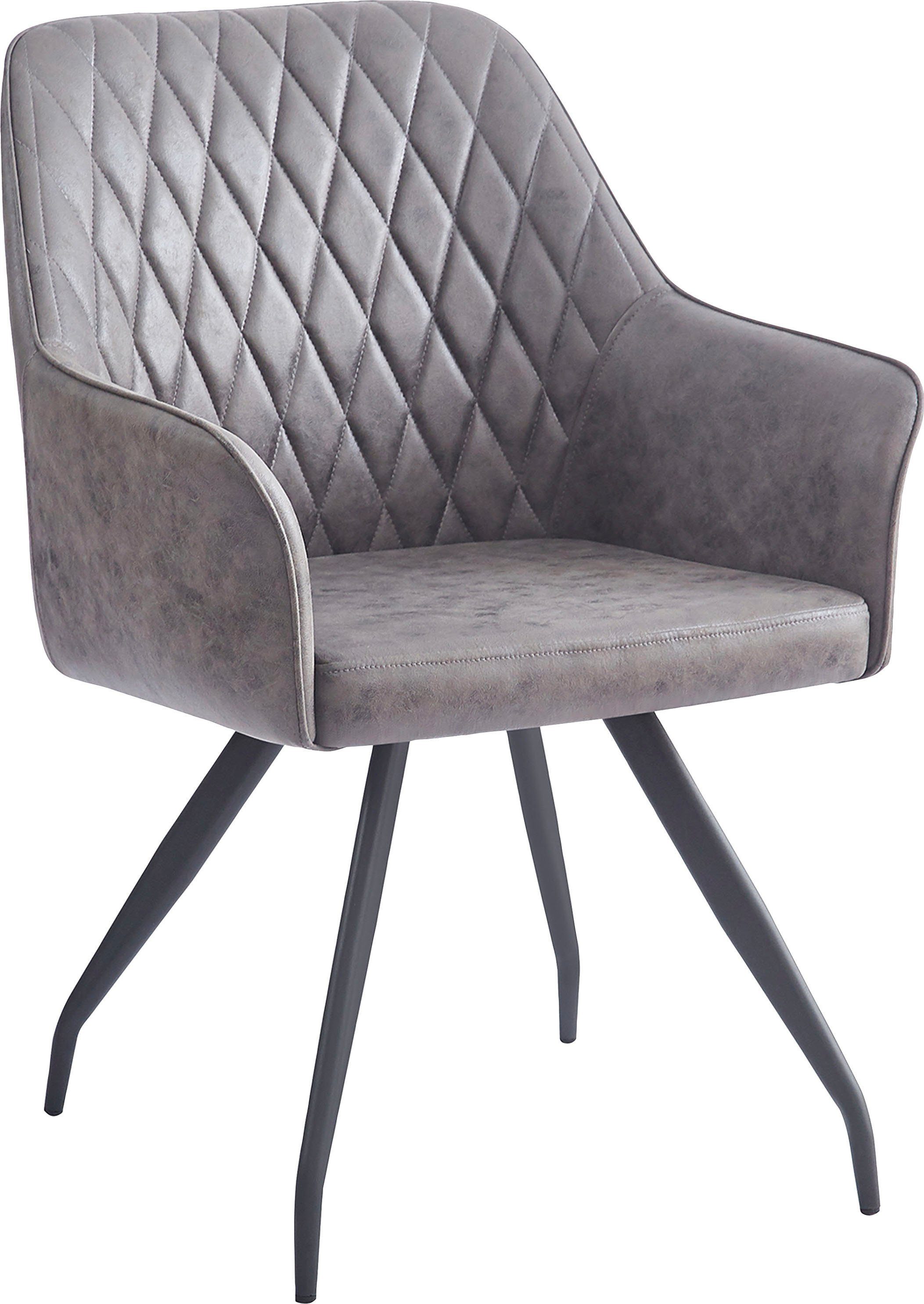 Kayoom Polsterstuhl Stuhl Amber 225 (1 St), Elegant, mit Steppung Dunkelgrau | Dunkelgrau