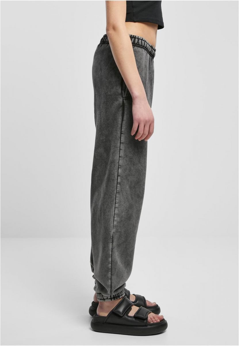 URBAN CLASSICS Funktionshose Ladies High Waist Stone Washed Sweat Pants Damen Jogginghose