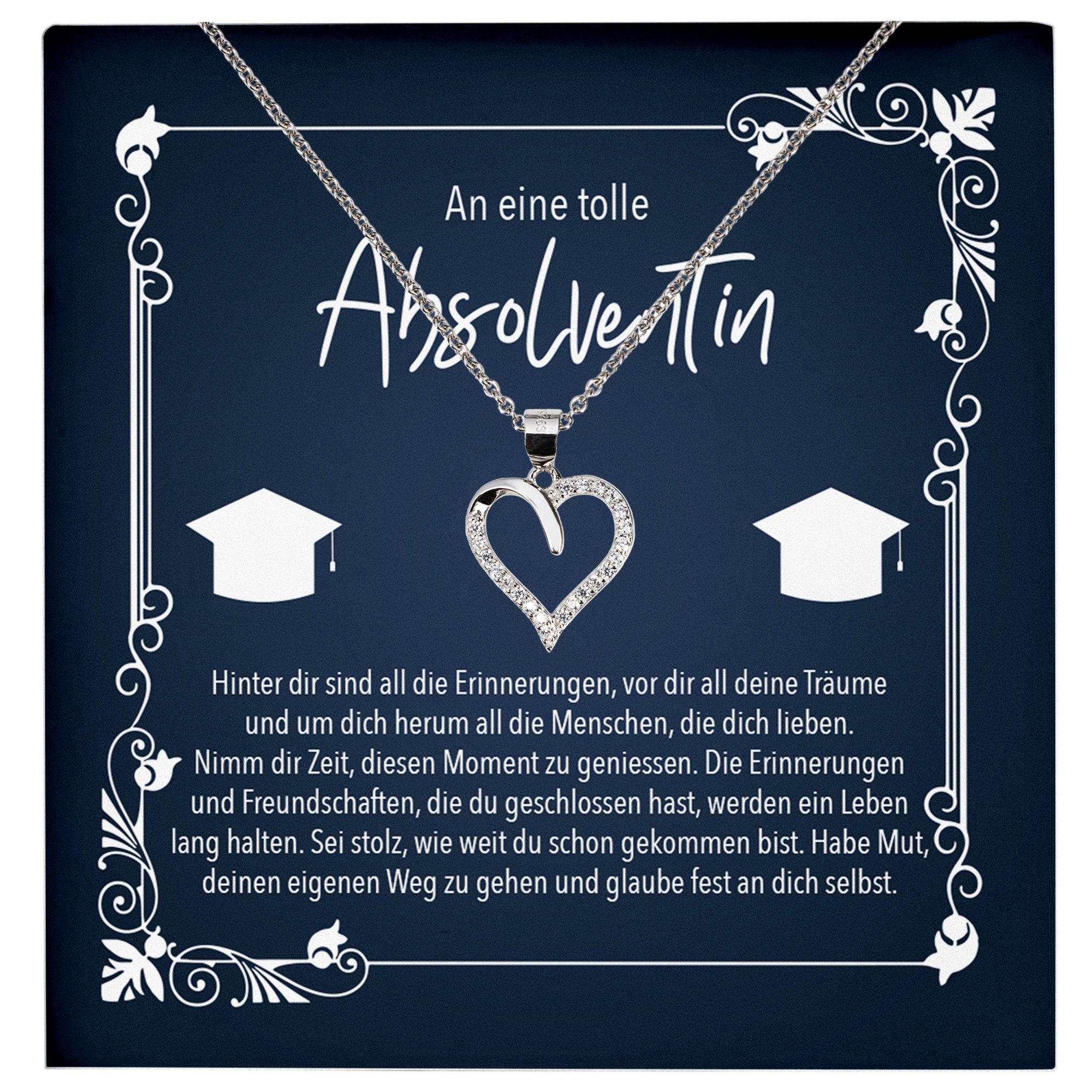 Valentinstagsgeschenk 22Feels Schmuckset Uni Abschluss Geschenk Frauen Master Bachelor Schmuck Halskette Karte (inkl. Geschenktasche, Karte, Poliertuc