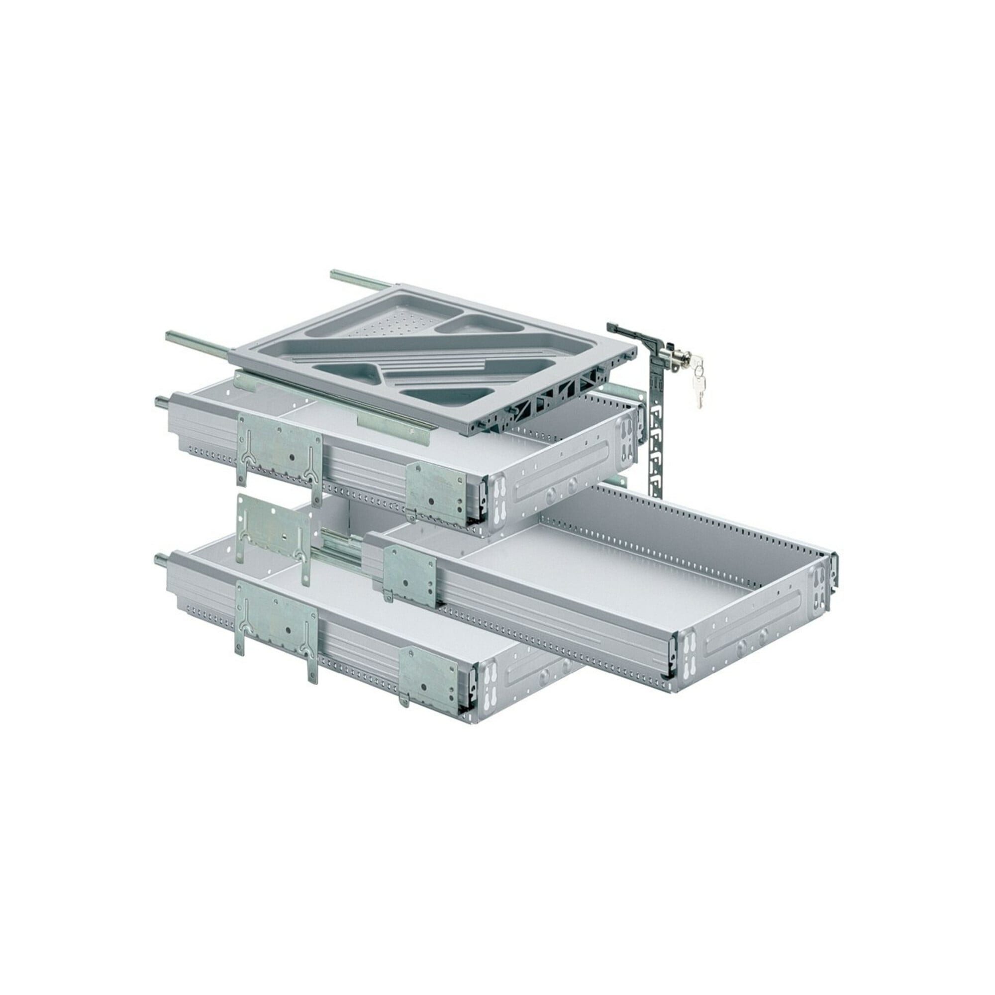 Hettich Schubkasten Hettich Container-Set mit Vollauszügen, Aluminium Optik, 730 mm