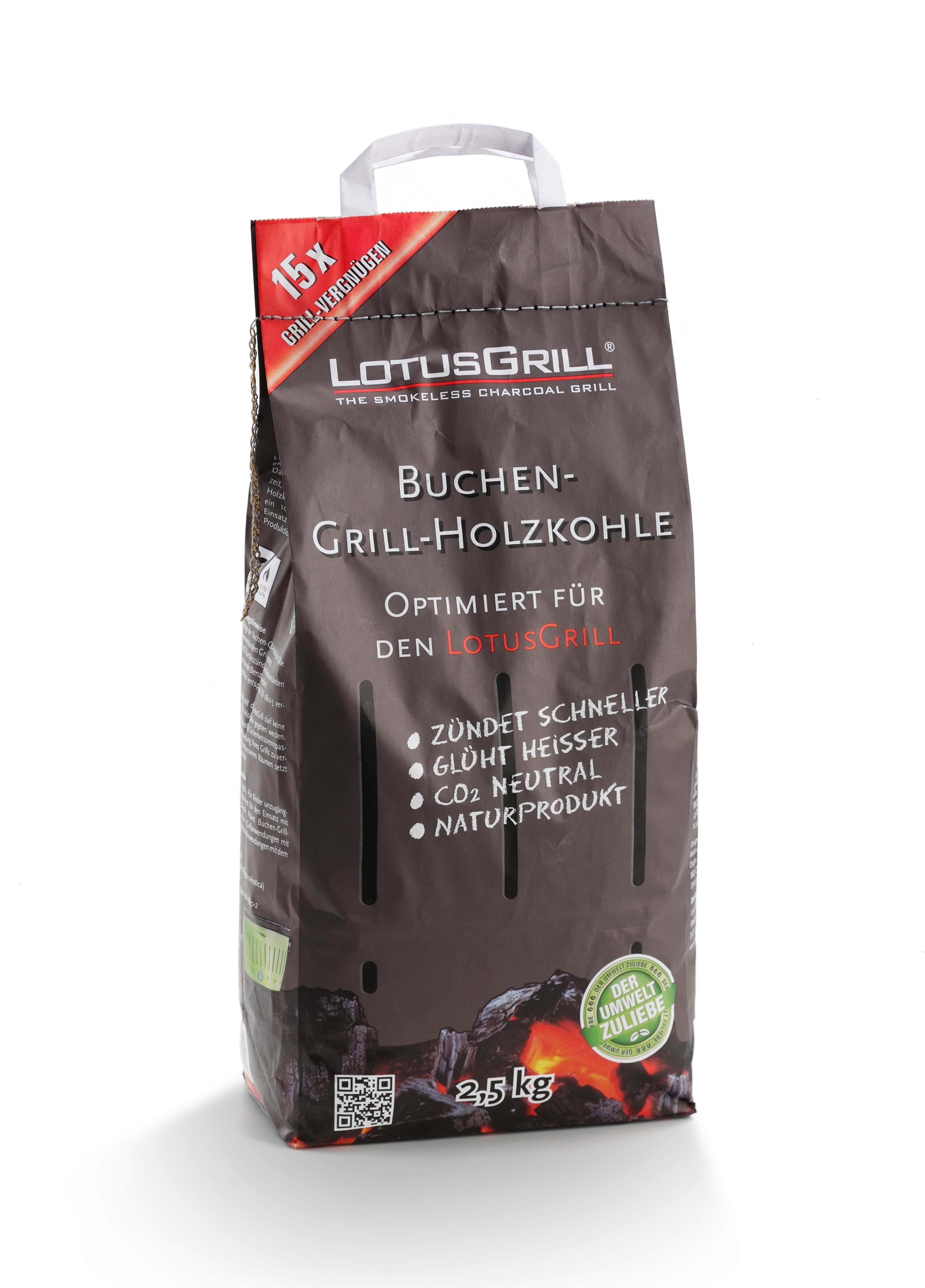 LotusGrill Holzkohle Buchenholzkohle 2,5kg für LotusGrill