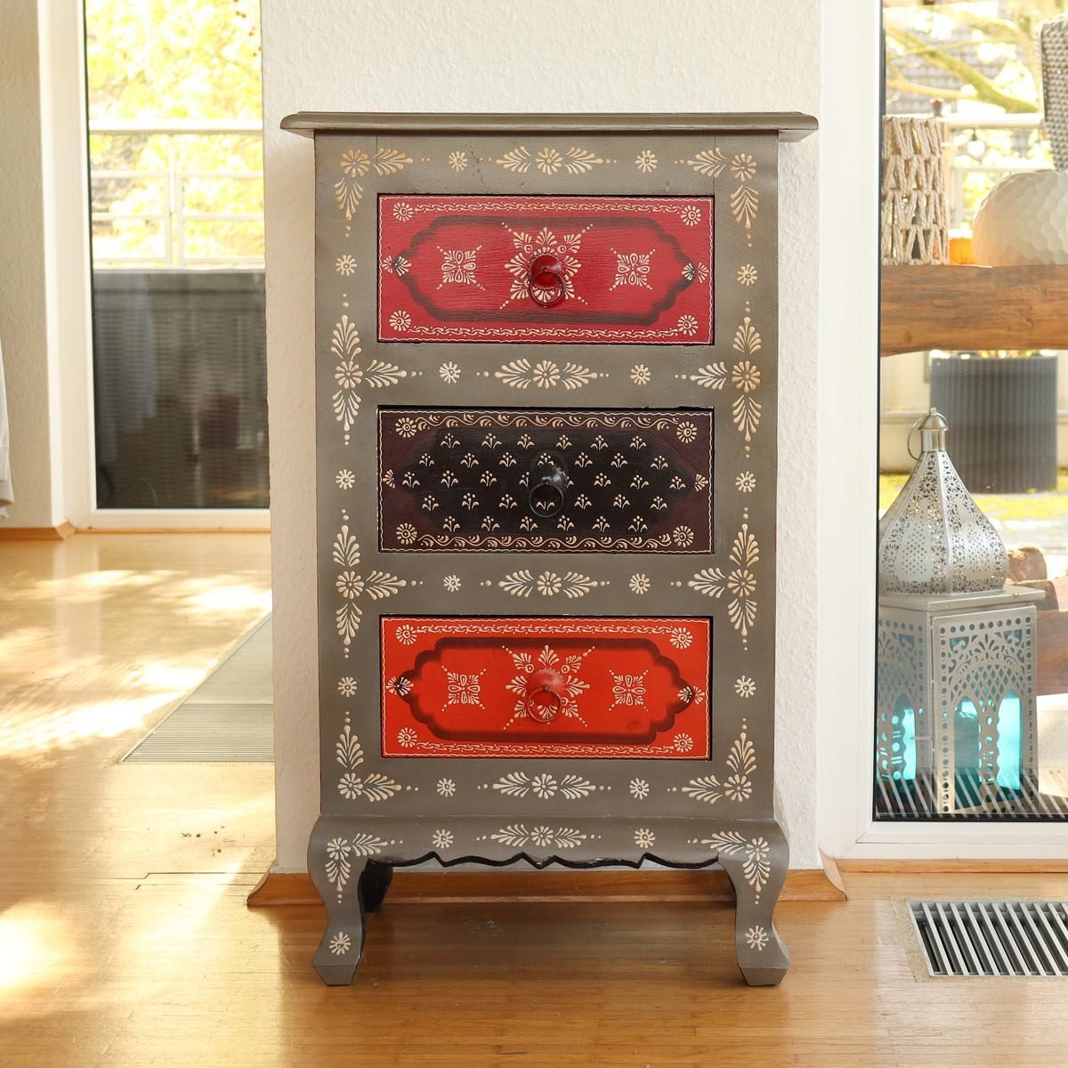 Oriental Galerie Mehrzweckschrank Kommode Bharani mit Schubladen Indien Bunt 75 cm