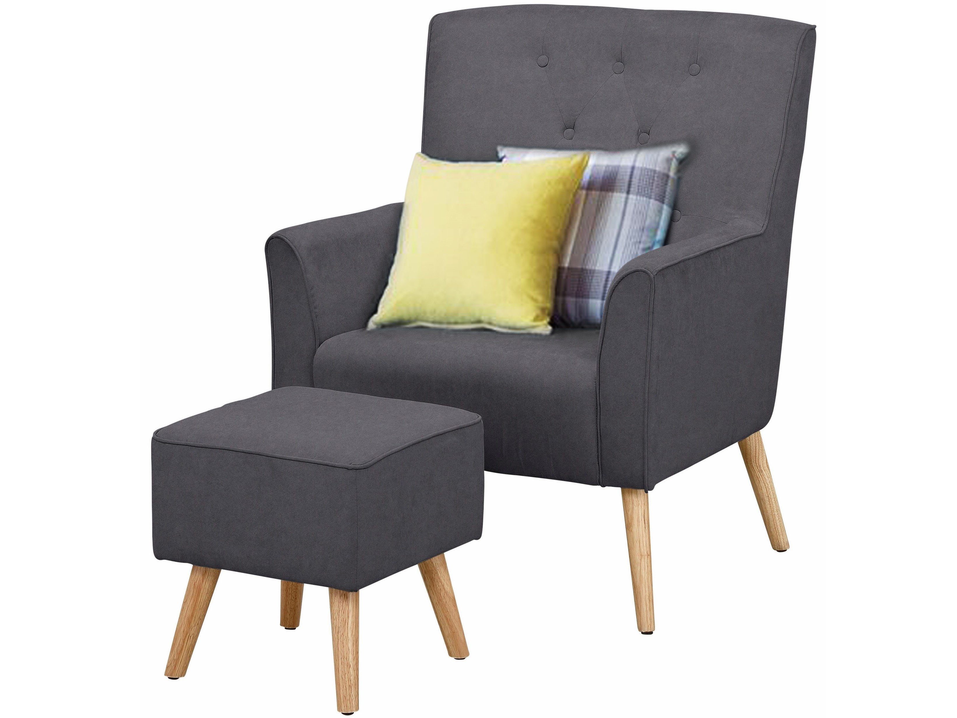(Set loft24 Stuhl Erhältlich und Farben in Hocker), Materialien grau Mike verschiedenen und mit Sessel