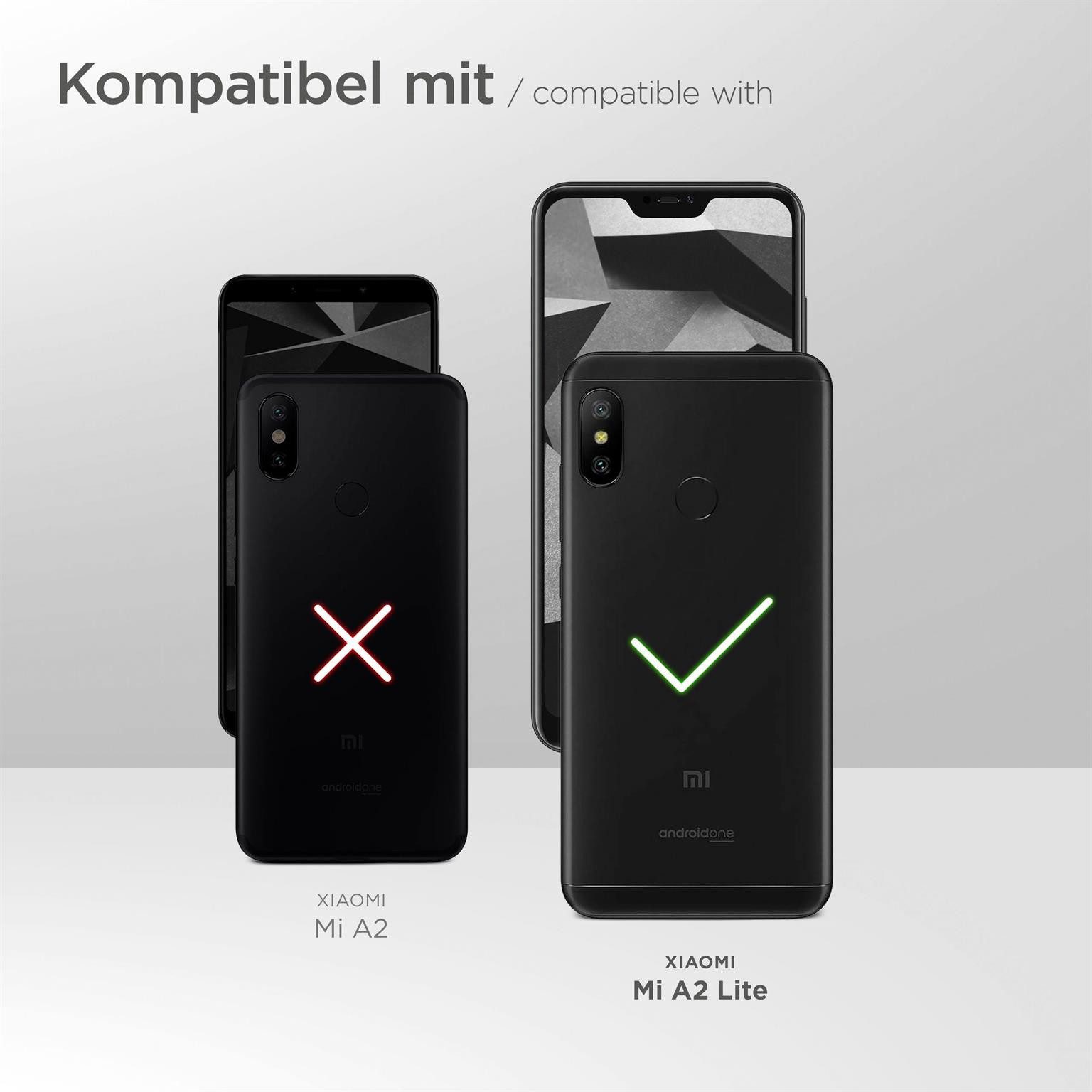 moex Handyhülle für Xiaomi Mi A2 Lite Hülle Klappbar Flip Case Schwarz 5,84 Zoll, 360 Grad Schutz Handytasche Leder Optik PU Lederhülle Cover Klapphülle