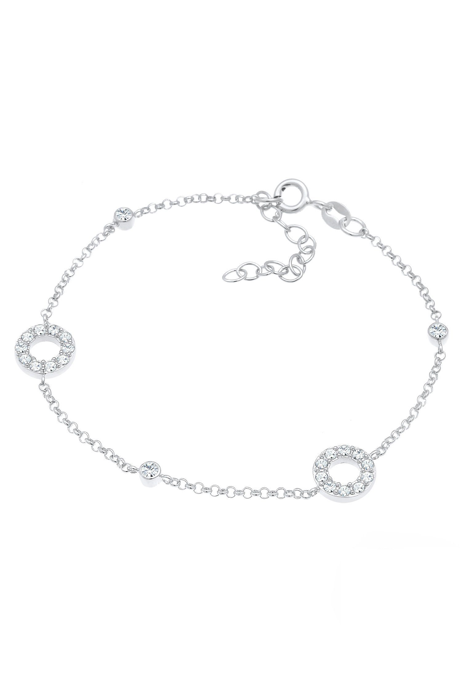 Silber, 925 Kristalle Armband Vintage Kreis Elli Kreise