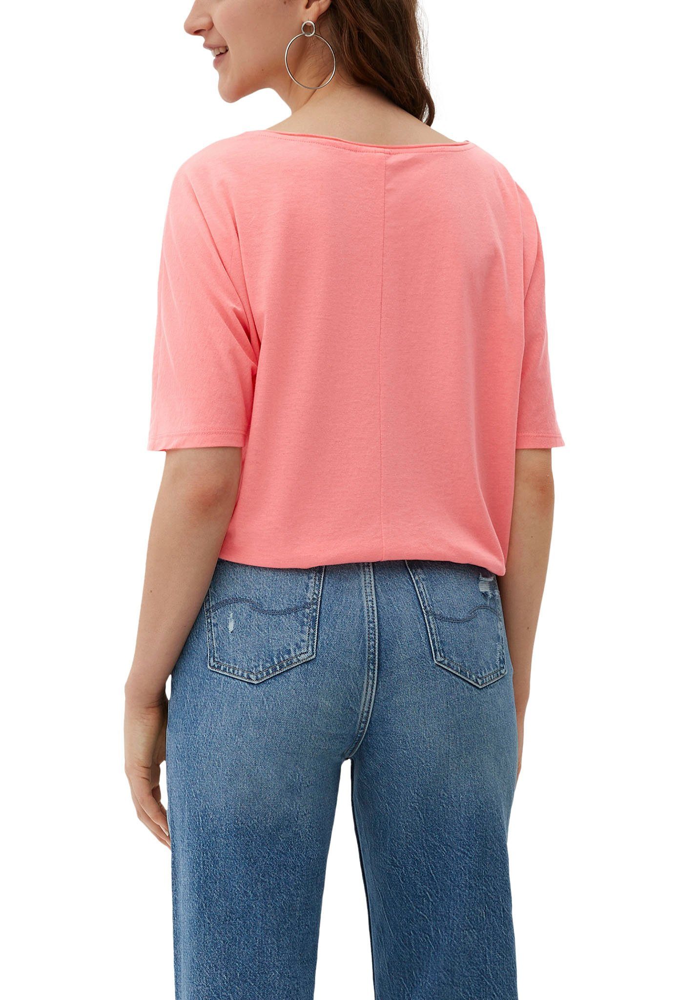 QS Rundhalsshirt mit am Rücken Teilungsnaht rosa