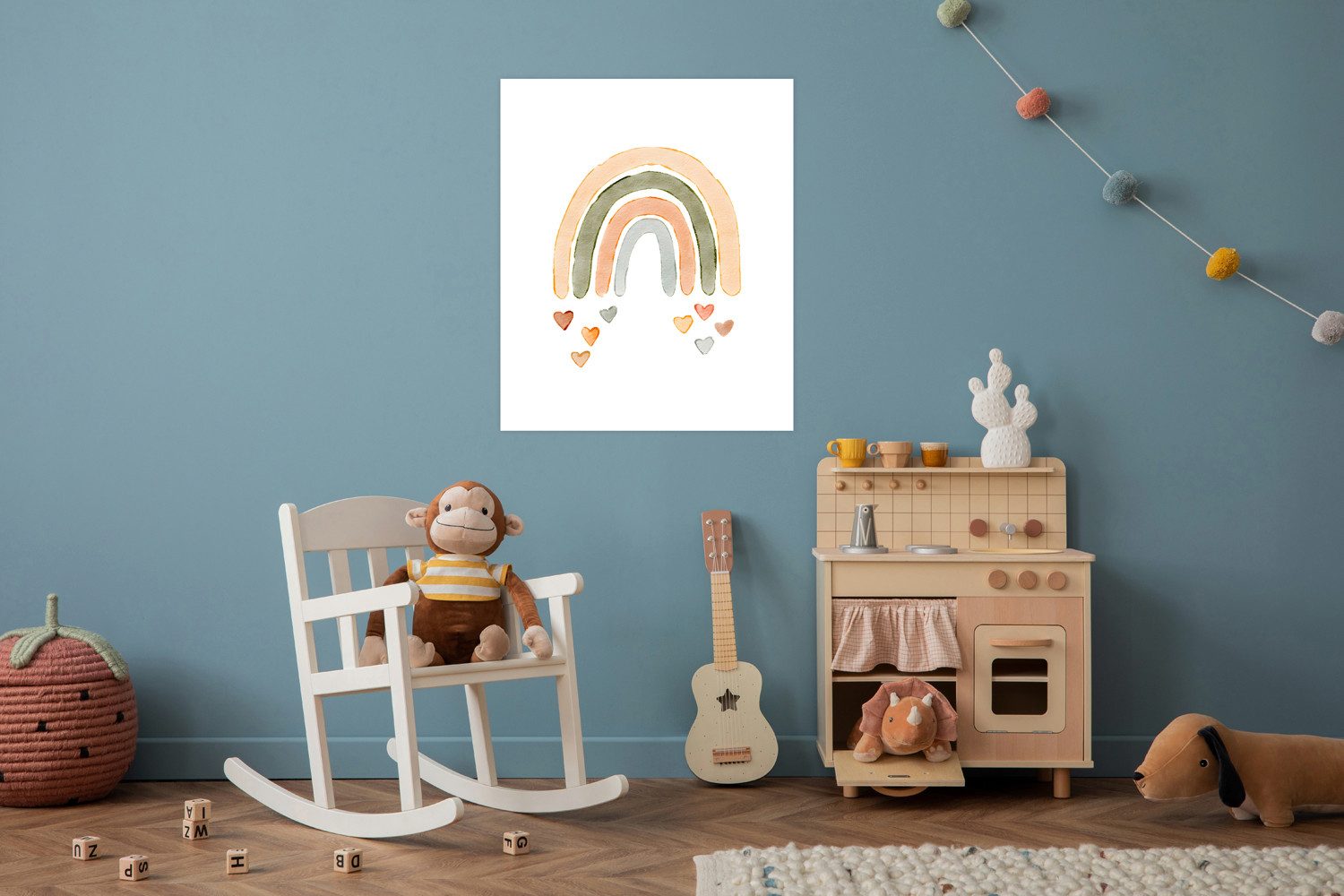 Lüttenhütt Bild mit Rahmen oder Плакат, Bunter Regenbogen mit Herzen, Fantasy, Herz, Herzen, Regenbogen (1 St), HD Premium Druck